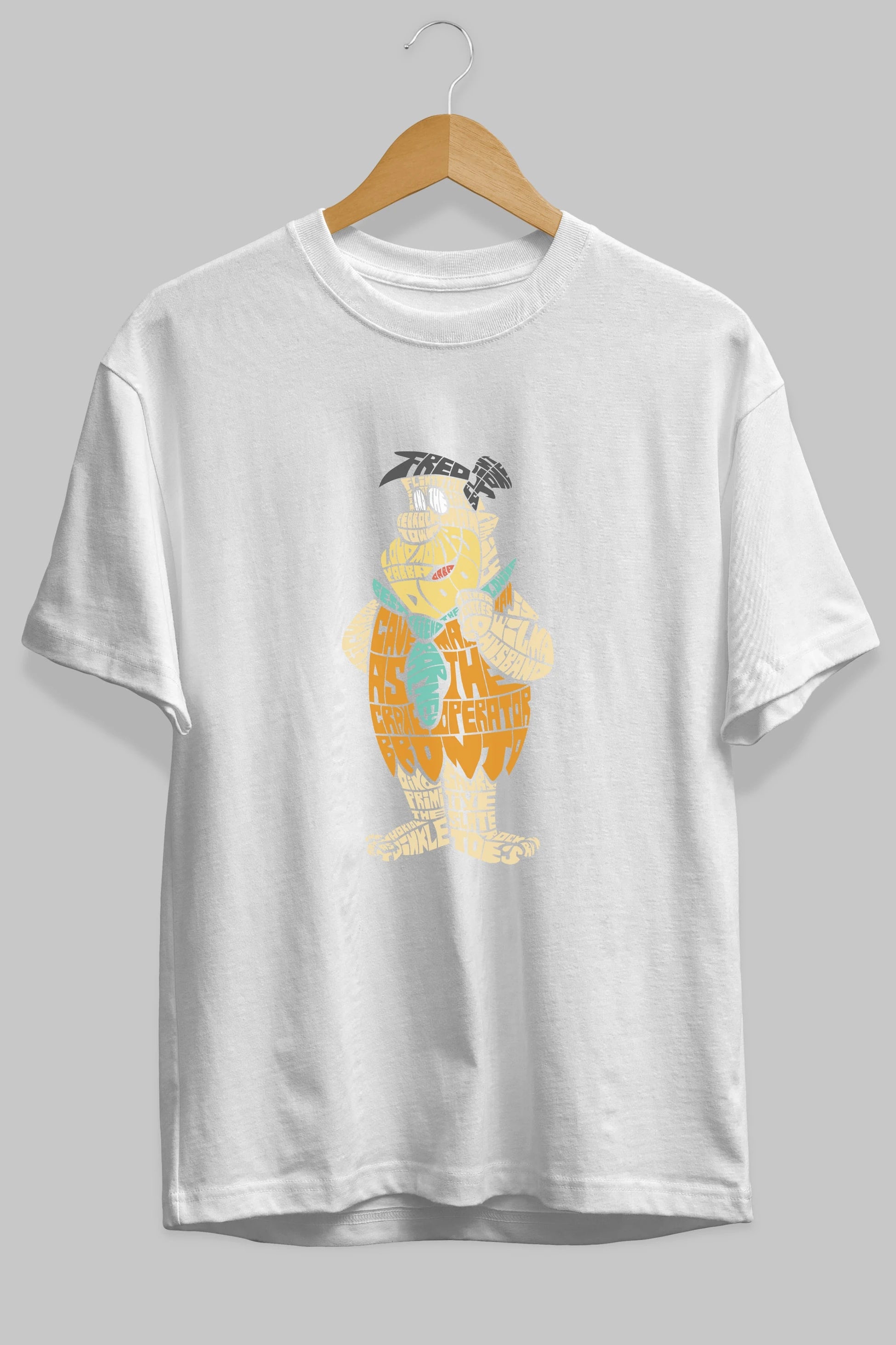 Fred Flintstone Ön Baskılı Oversize t-shirt %100 pamuk Erkek Kadın Unisex