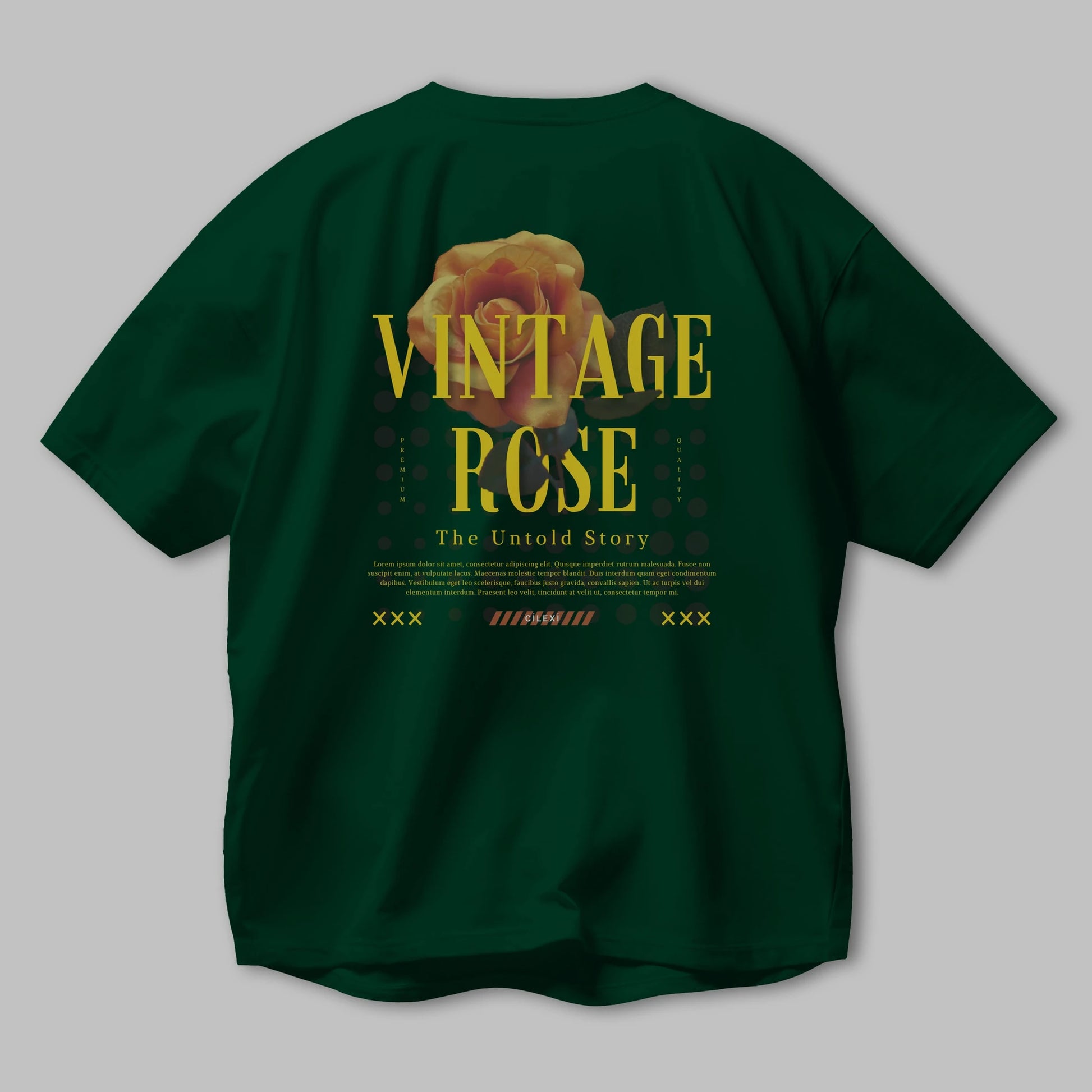 Vintage Rose Yazılı Arka Baskılı Oversize t-shirt Erkek Kadın Unisex