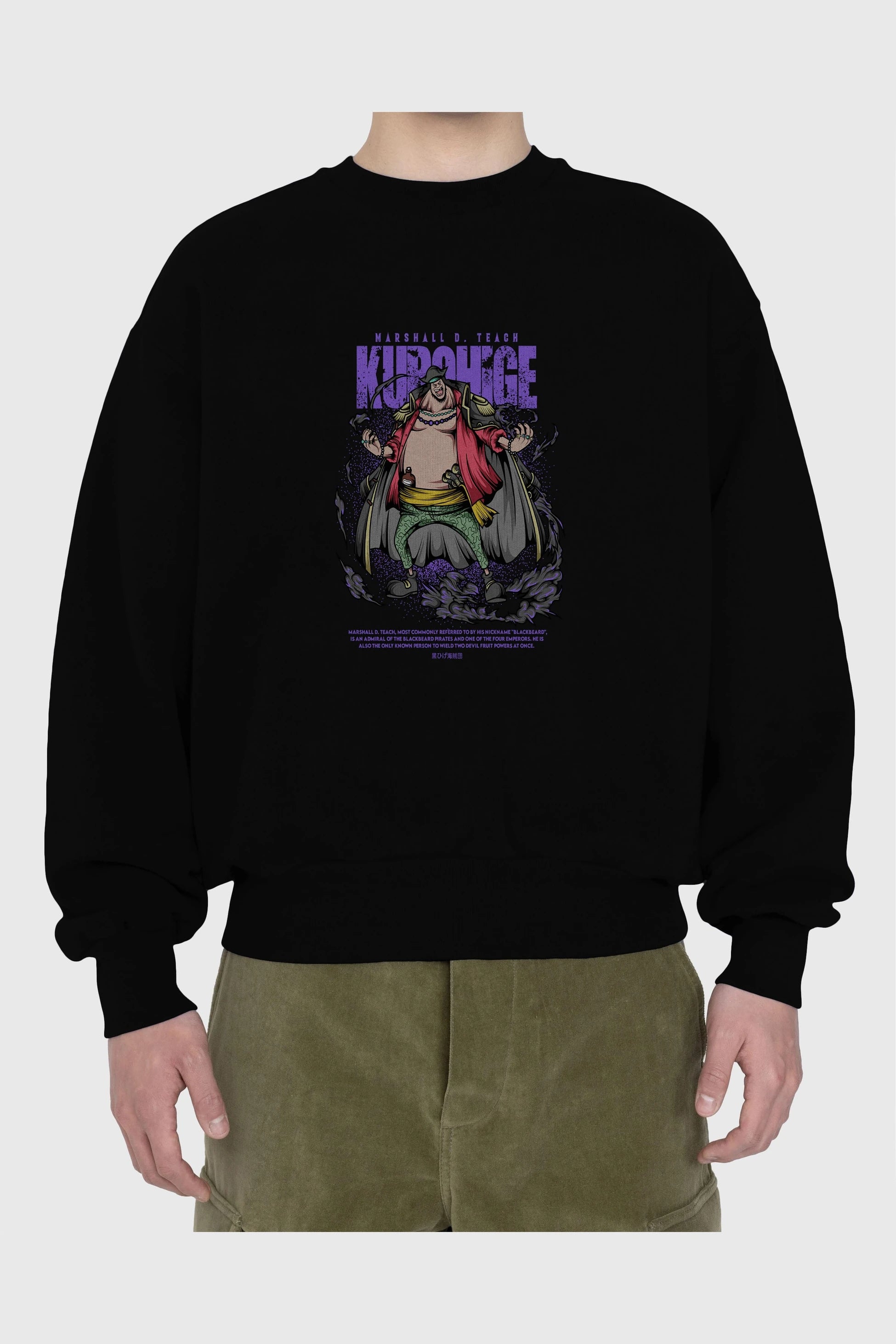 Marshall D. Teach Anime Ön Baskılı Oversize Sweatshirt Erkek Kadın Unisex
