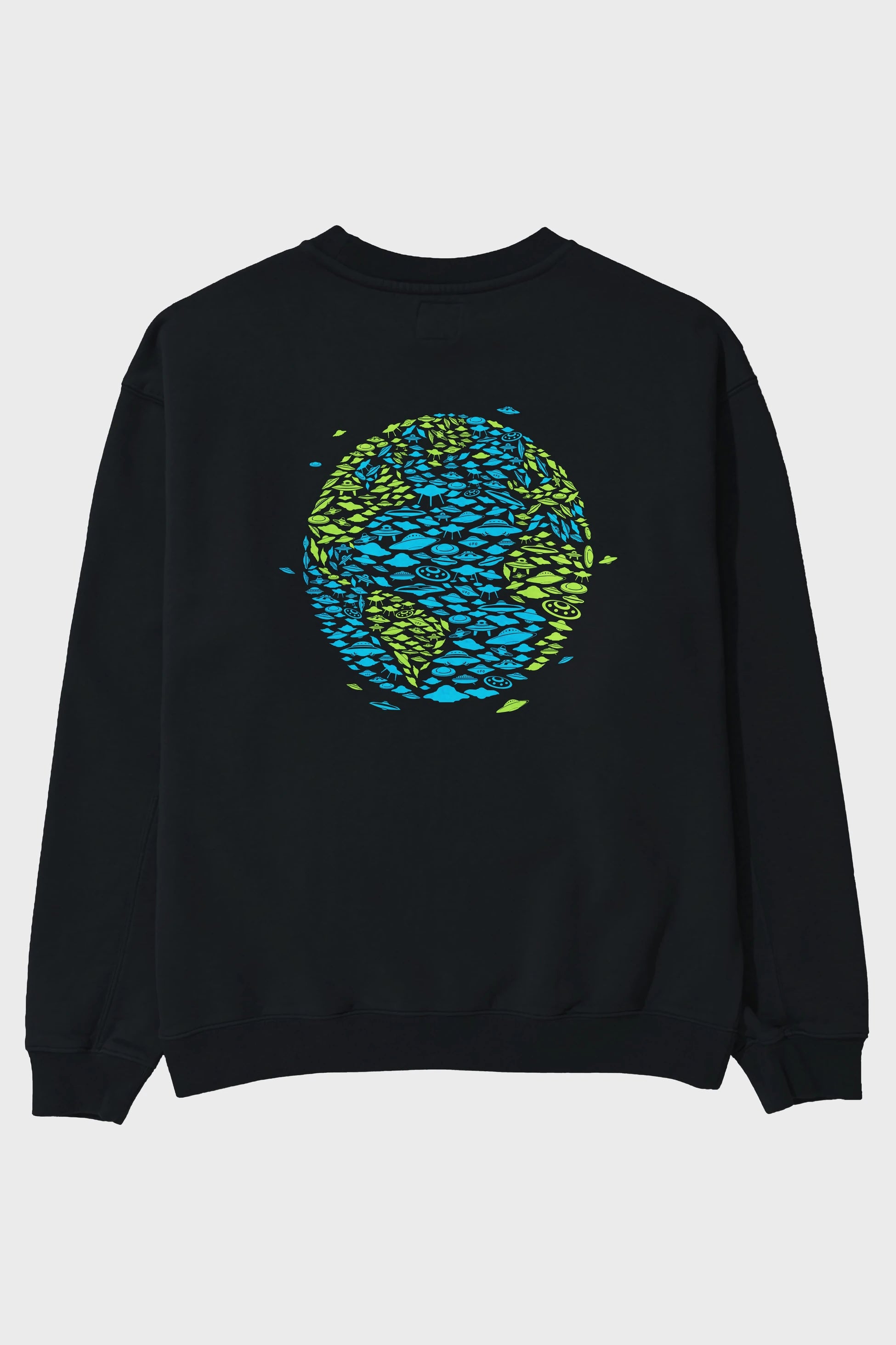 UFO Invasion Arka Baskılı Oversize Sweatshirt Erkek Kadın Unisex