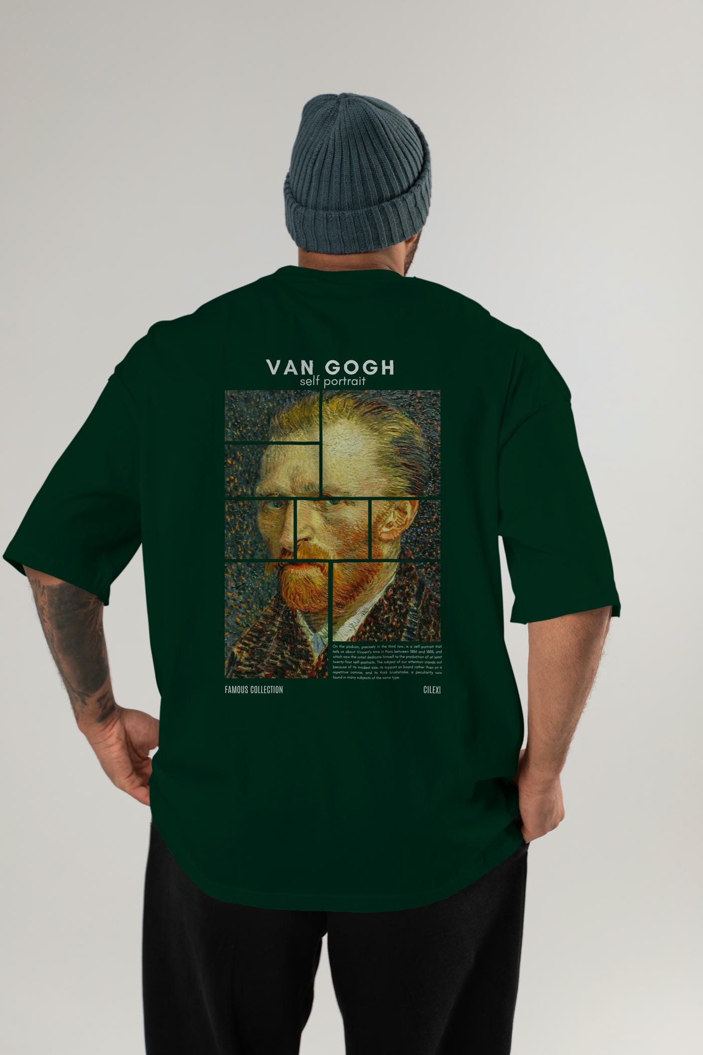 Van Gogh Self Portrait Arka Baskılı Oversize t-shirt Erkek Kadın Bisiklet Yaka Pamuk tişort