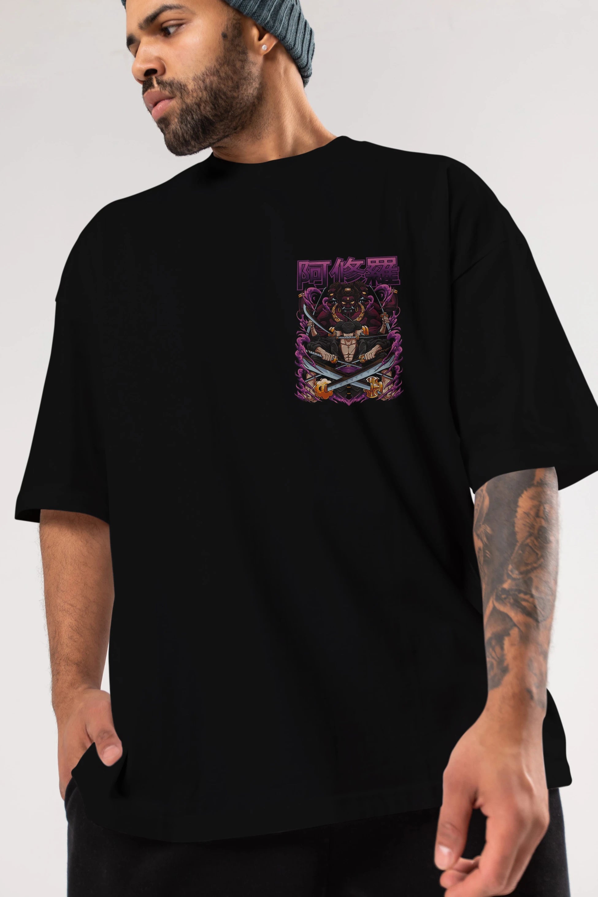 Roronoa Zoro 1 Ön Sol Baskılı Oversize t-shirt Erkek Kadın Unisex %100 Pamuk Bisiklet Yaka tişort