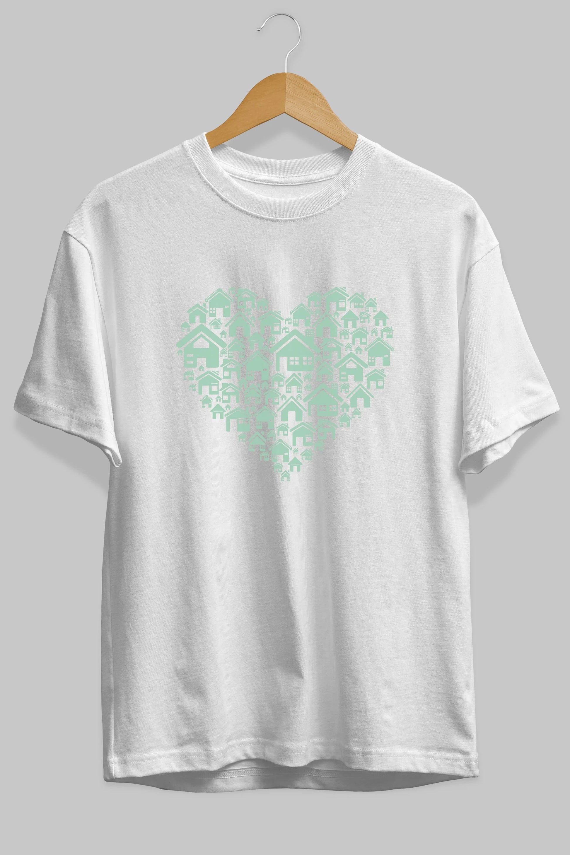 Home Heart Ön Baskılı Oversize t-shirt %100 pamuk Erkek Kadın Unisex