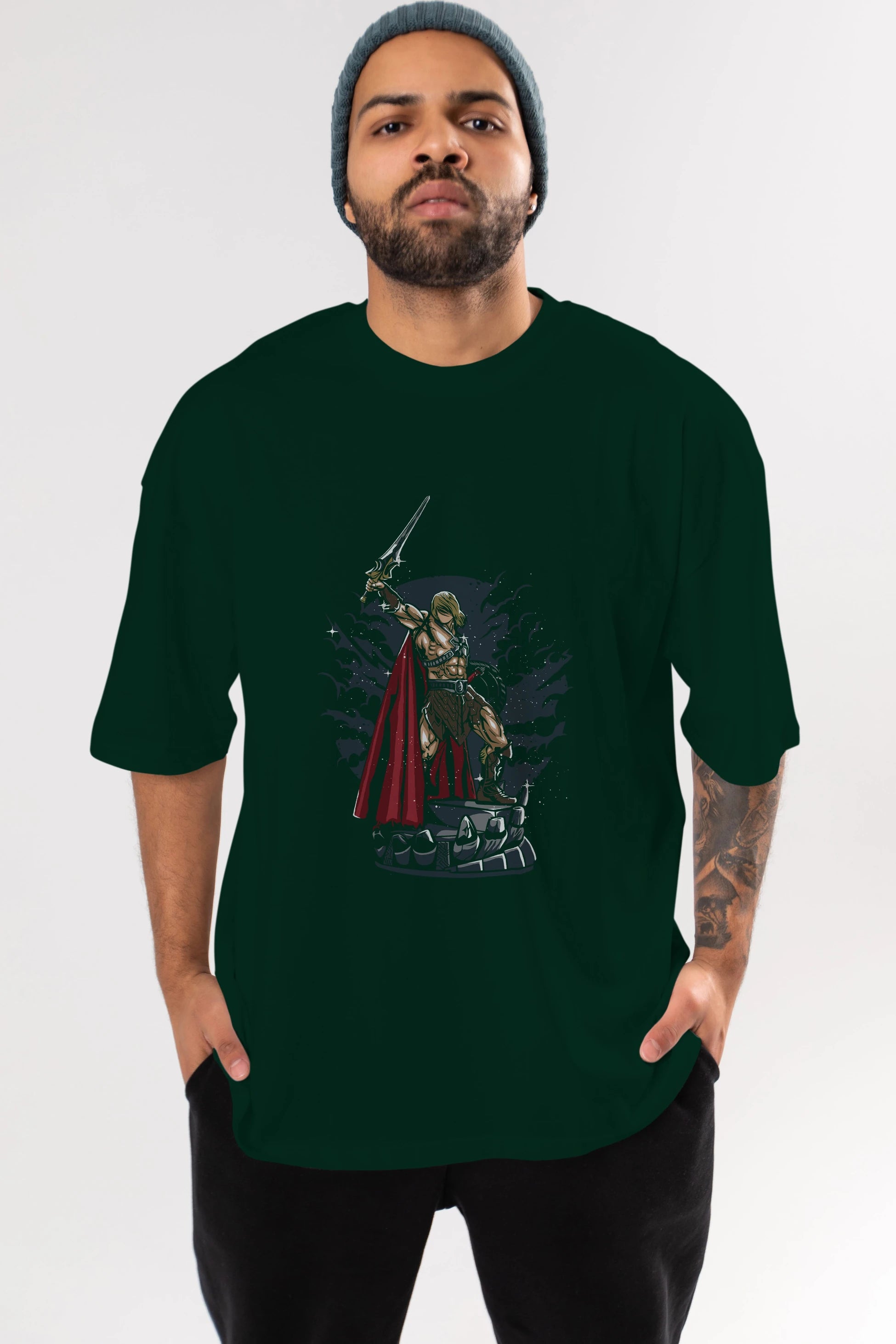 Warrior Ön Baskılı Oversize t-shirt Erkek Kadın Unisex %100 Pamuk tişort