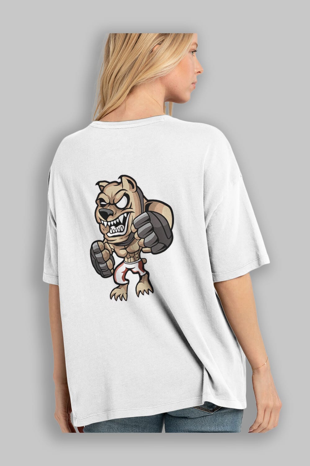 MMA Dog Arka Baskılı Oversize t-shirt Erkek Kadın Unisex %100 Pamuk tişort