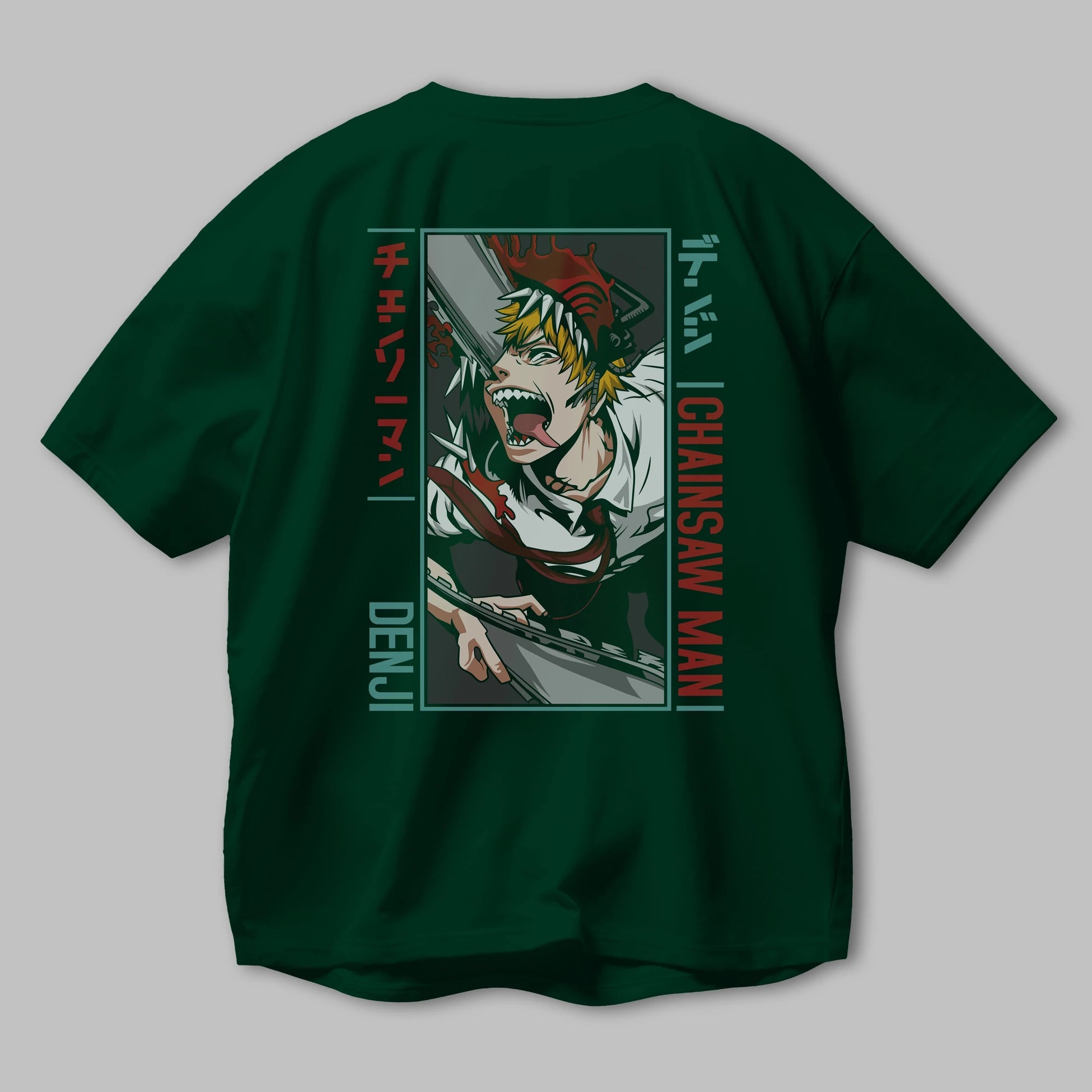 Denji Chainsaw Man Anime Arka Baskılı Oversize t-shirt Erkek Kadın Unisex