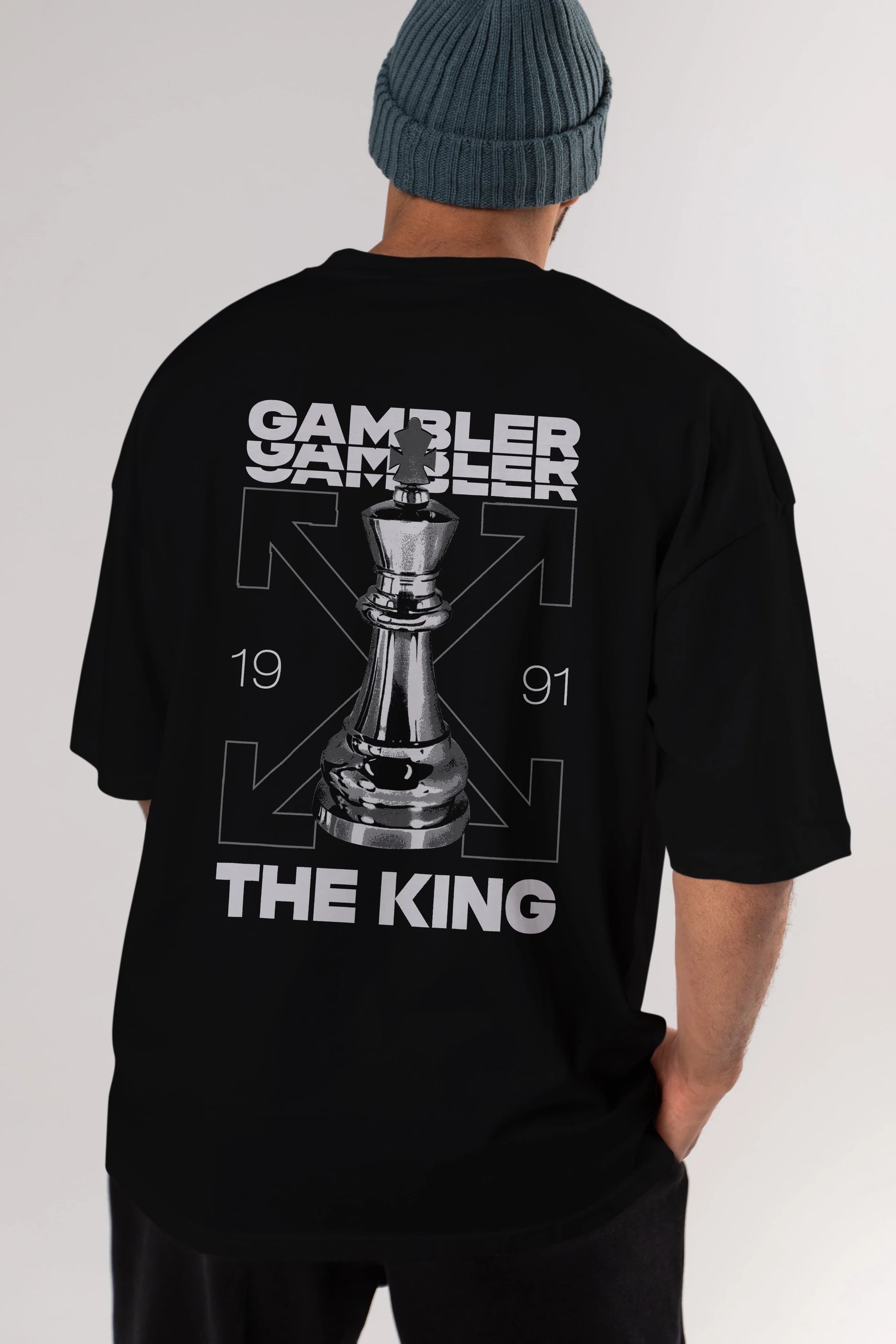 Gambler The King Arka Baskılı Oversize t-shirt Erkek Kadın Unisex