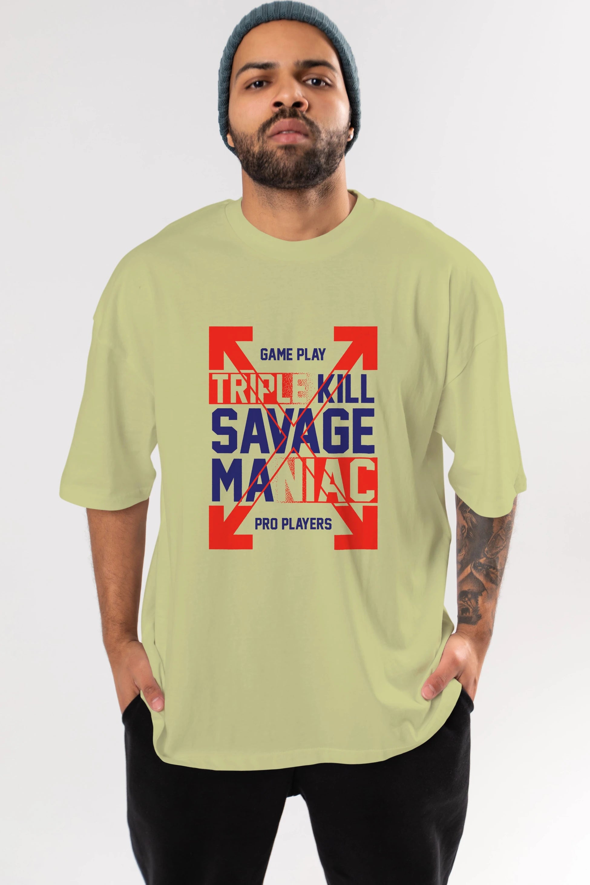 Kill Savage Ön Baskılı Oversize t-shirt Erkek Kadın Unisex