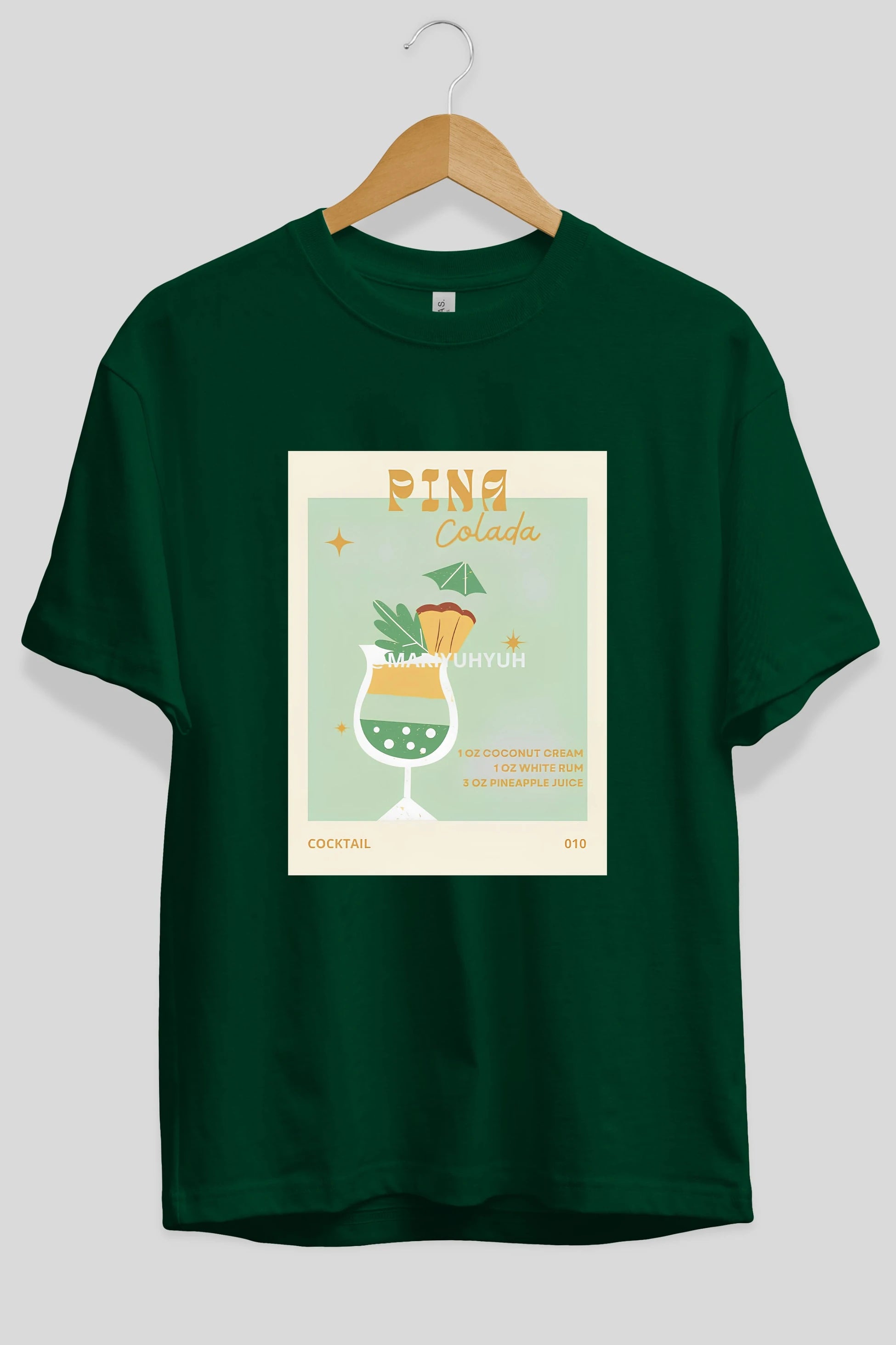 Pina Colada Ön Baskılı Oversize t-shirt Erkek Kadın Unisex %100 Pamuk Bisiklet Yaka tişort