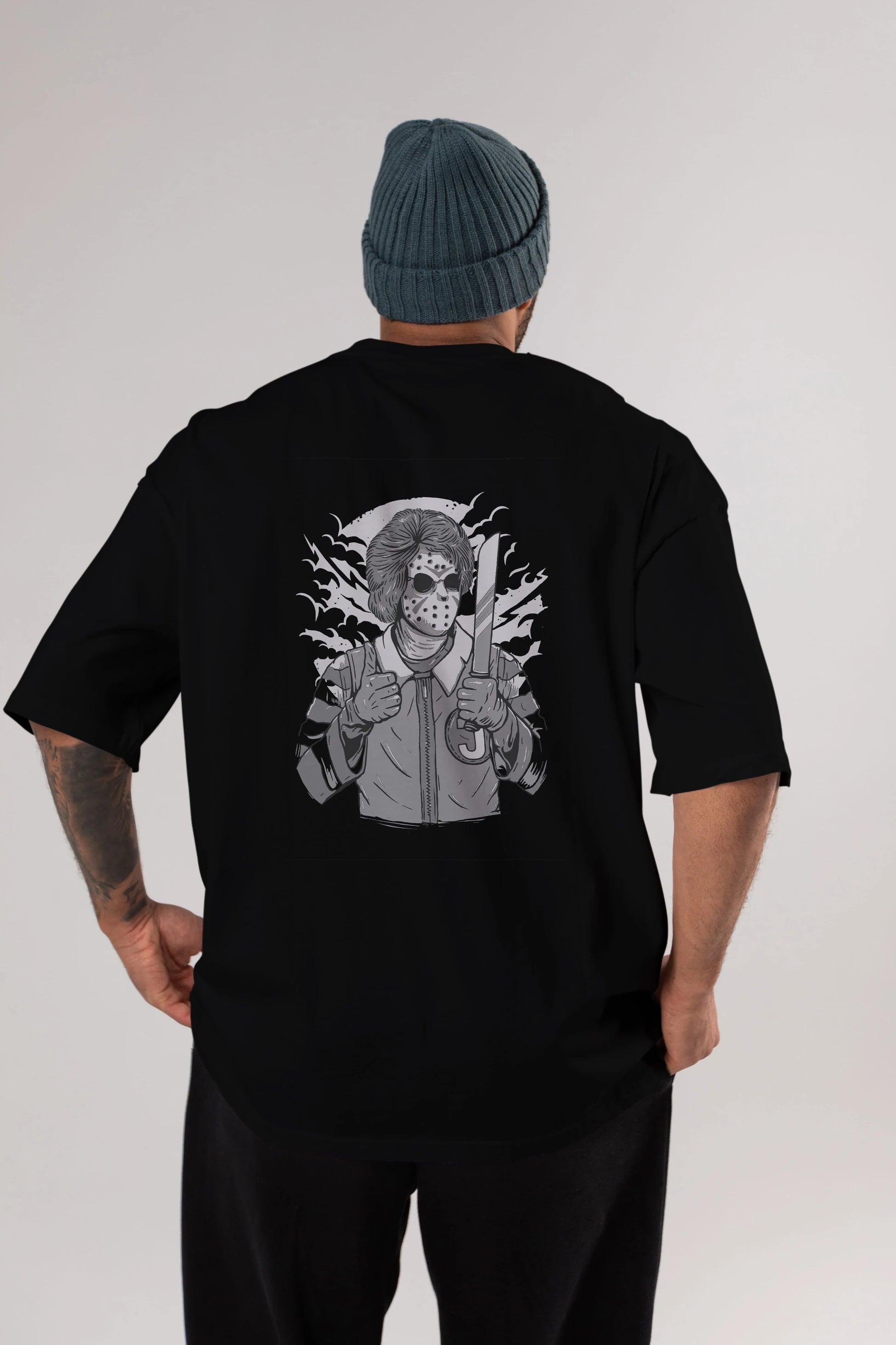 Clown Killer Arka Baskılı Oversize t-shirt Erkek Kadın Unisex %100 Pamuk
