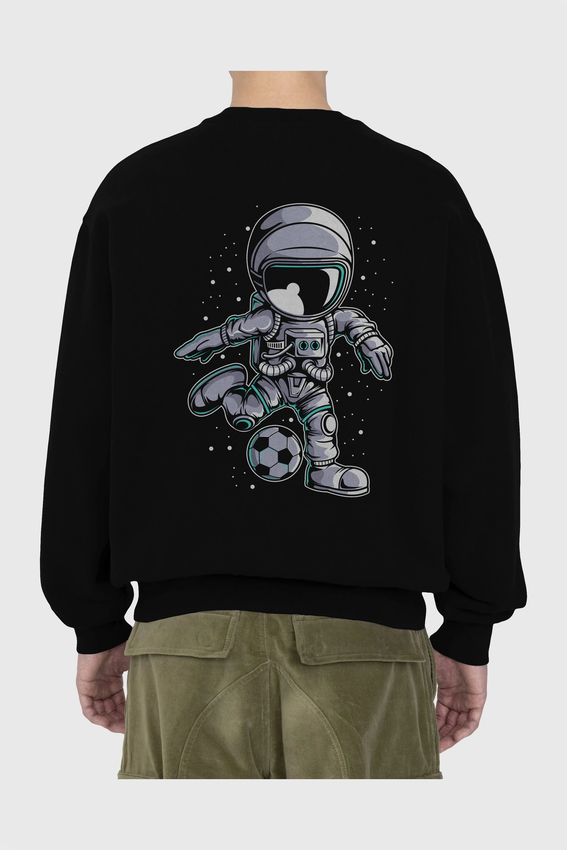 Astronaut Soccer (2) Arka Baskılı Oversize Sweatshirt Erkek Kadın Unisex
