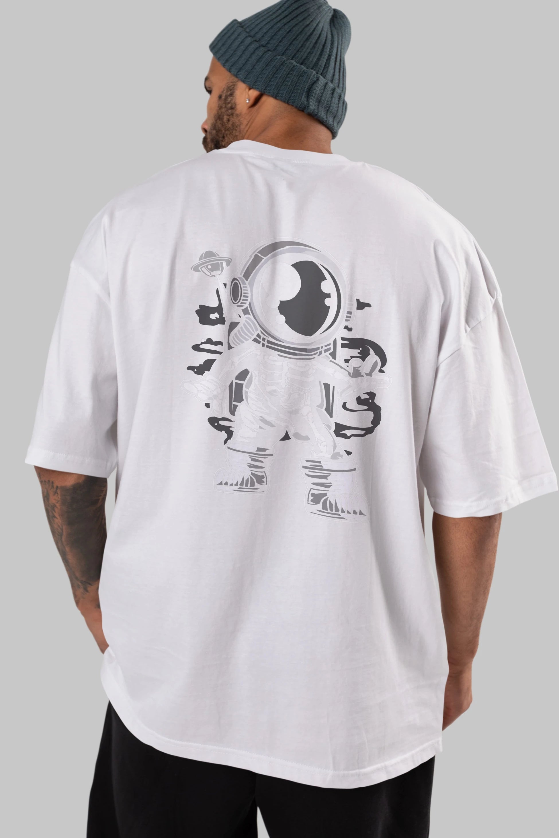 Space Skeleton Arka Baskılı Oversize t-shirt Erkek Kadın Unisex