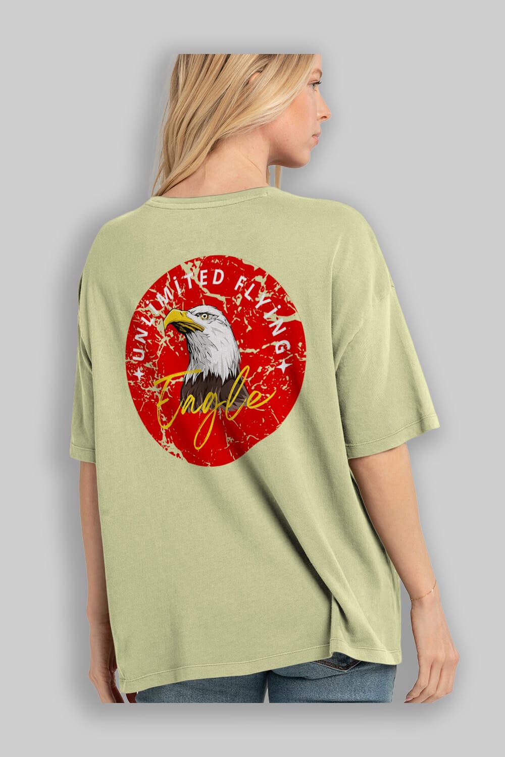Unlimited Flying Yazılı Arka Baskılı Oversize t-shirt Erkek Kadın Unisex