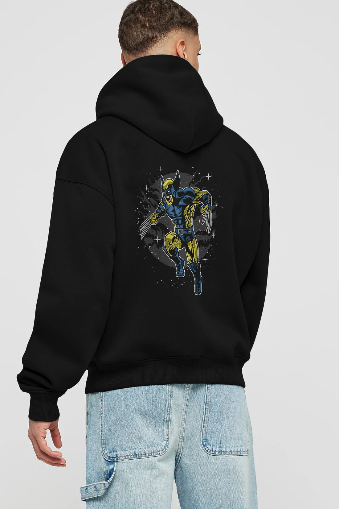 Wolverine Arka Baskılı Hoodie Oversize Kapüşonlu Sweatshirt Erkek Kadın Unisex