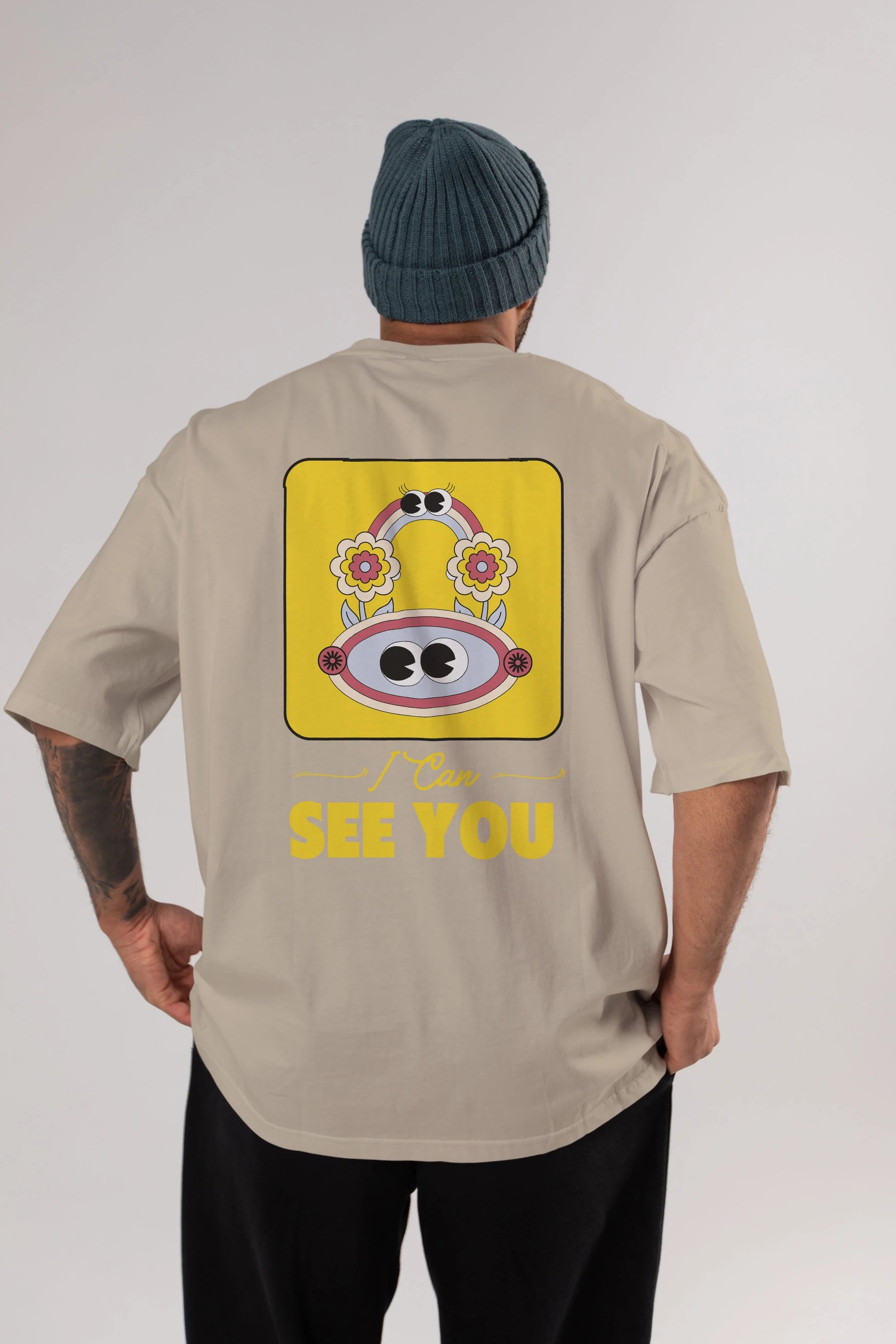 I Can See You Yazılı Arka Baskılı Oversize t-shirt Erkek Kadın Unisex