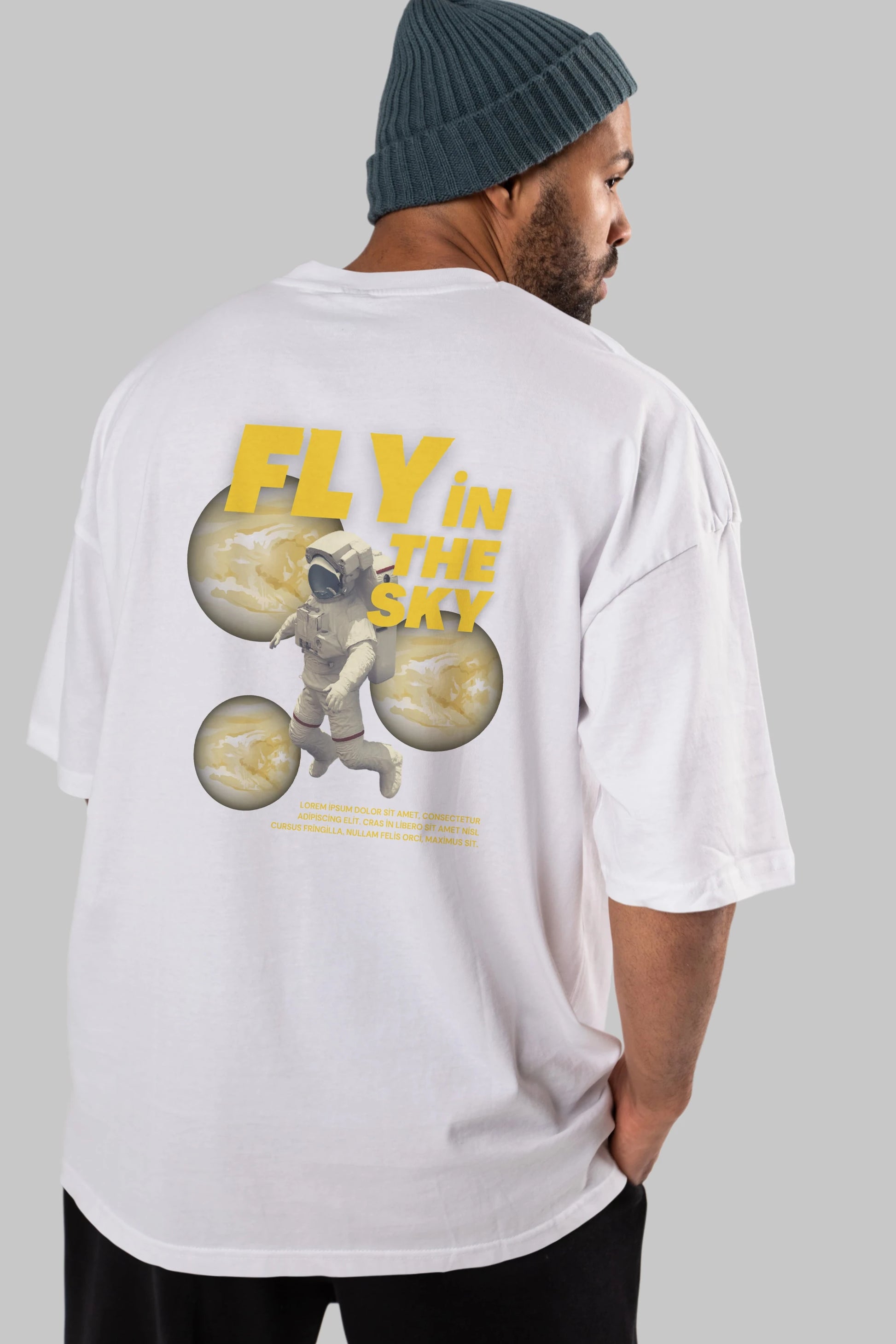 Fly in The Sky Arka Baskılı Oversize t-shirt Erkek Kadın Unisex