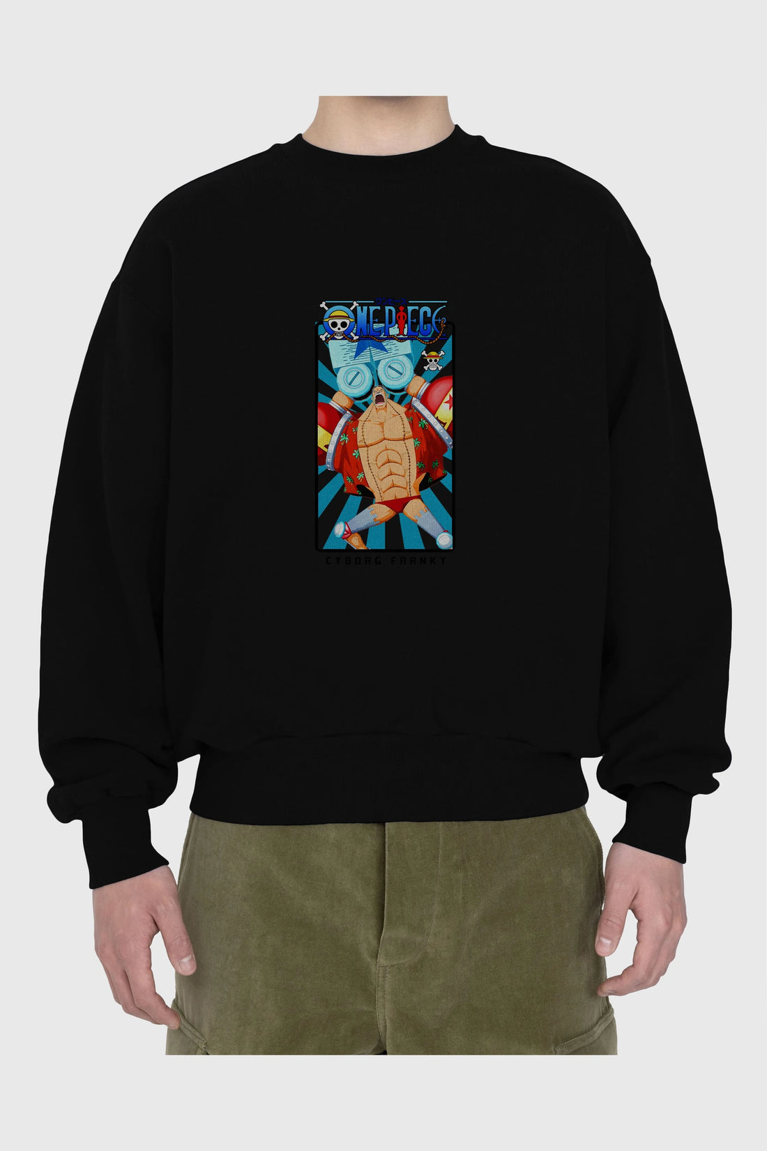 Franky Ön Baskılı Anime Oversize Sweatshirt Erkek Kadın Unisex
