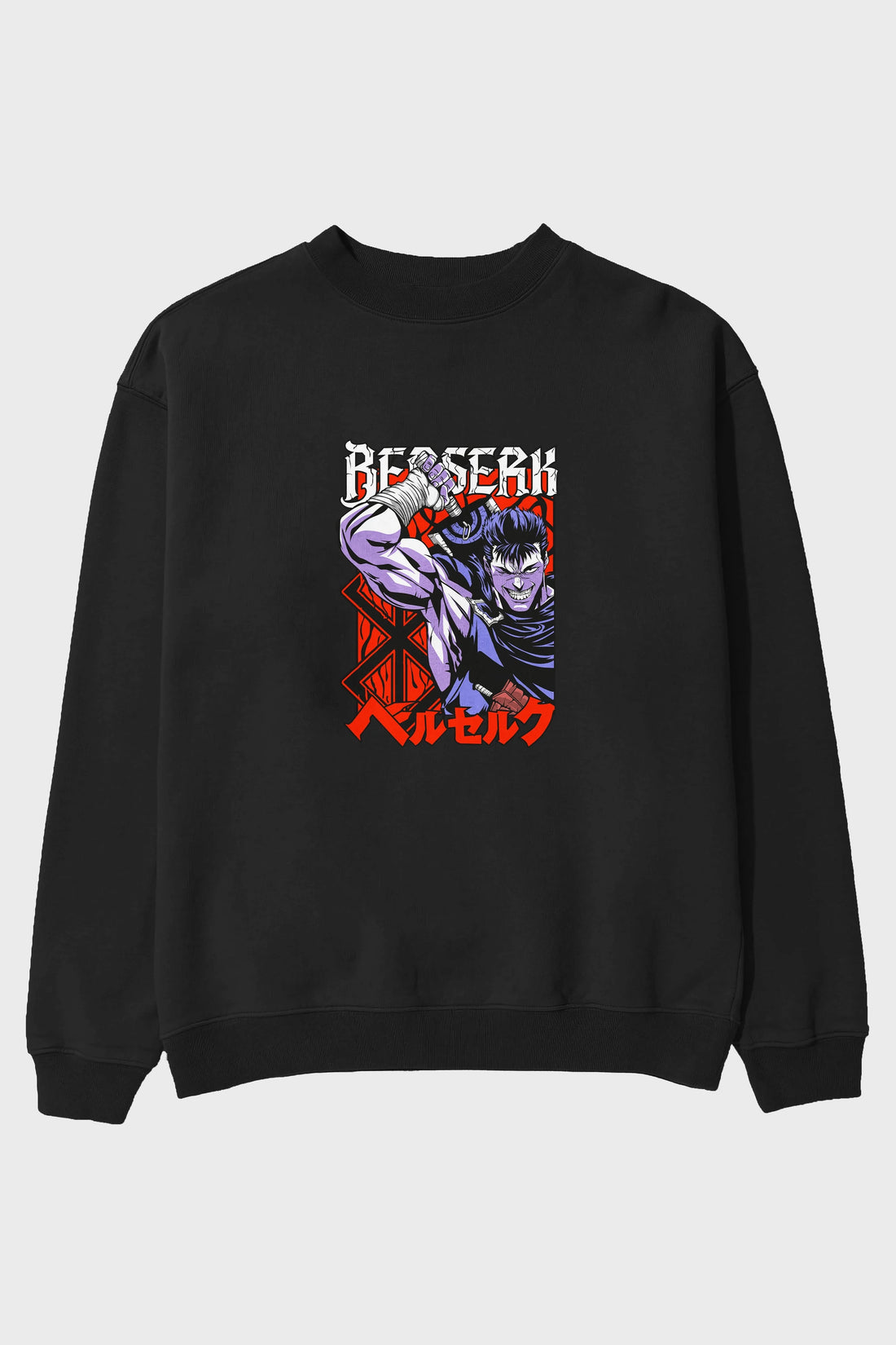 GUTS berserk Anime Ön Baskılı Oversize Sweatshirt Erkek Kadın Unisex