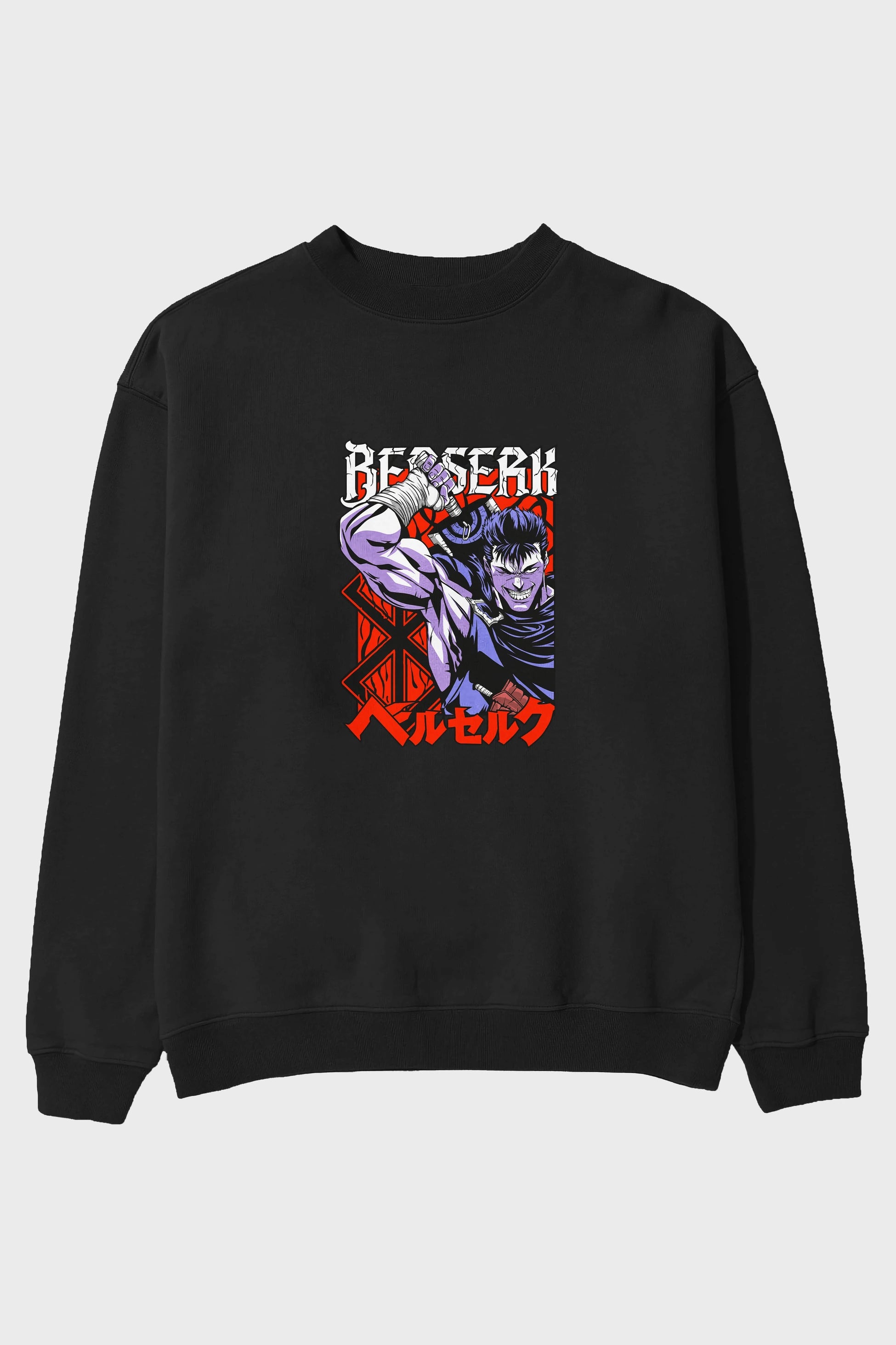 GUTS berserk Anime Ön Baskılı Oversize Sweatshirt Erkek Kadın Unisex