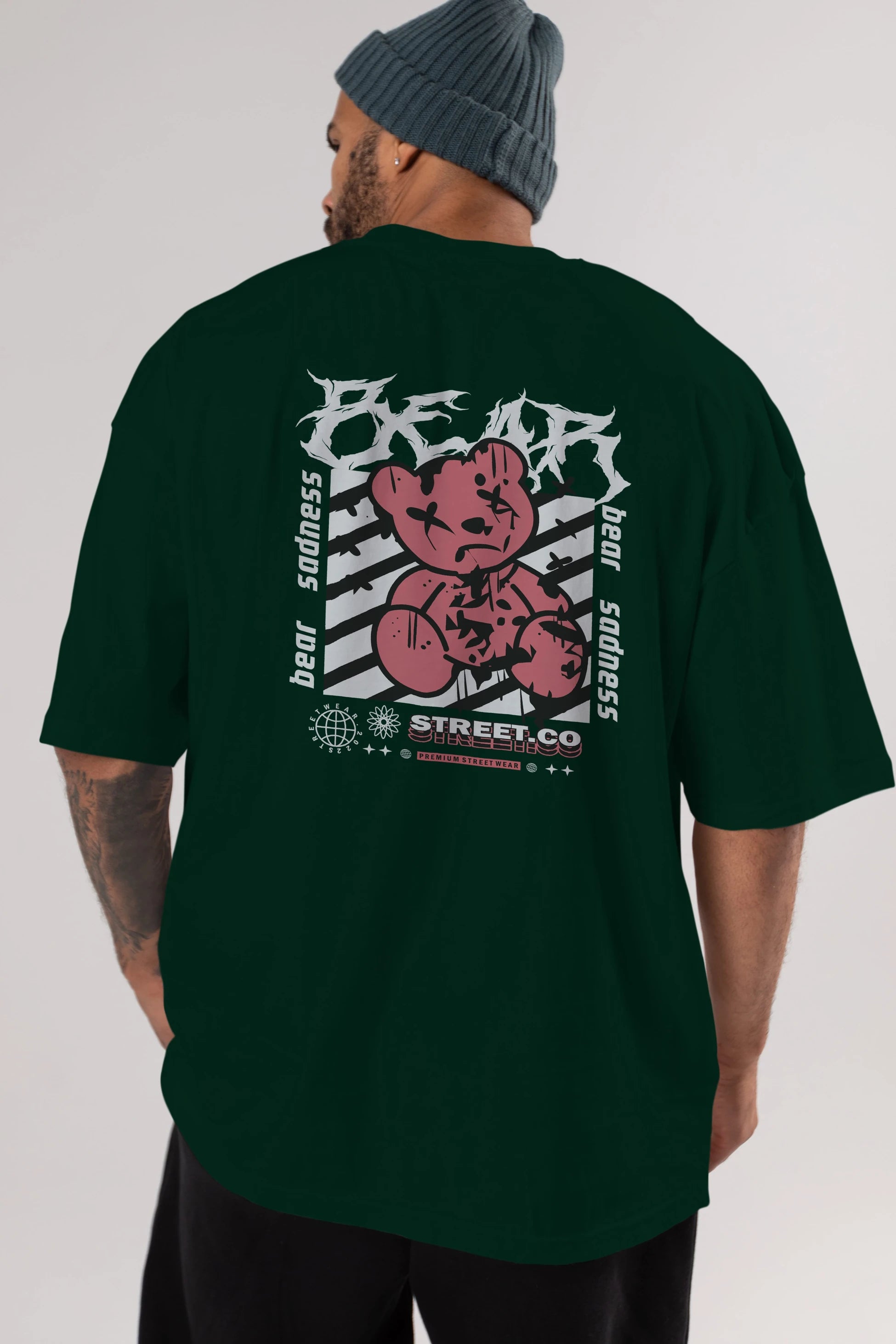 Bear Sadness Arka Baskılı Oversize t-shirt Erkek Kadın Unisex