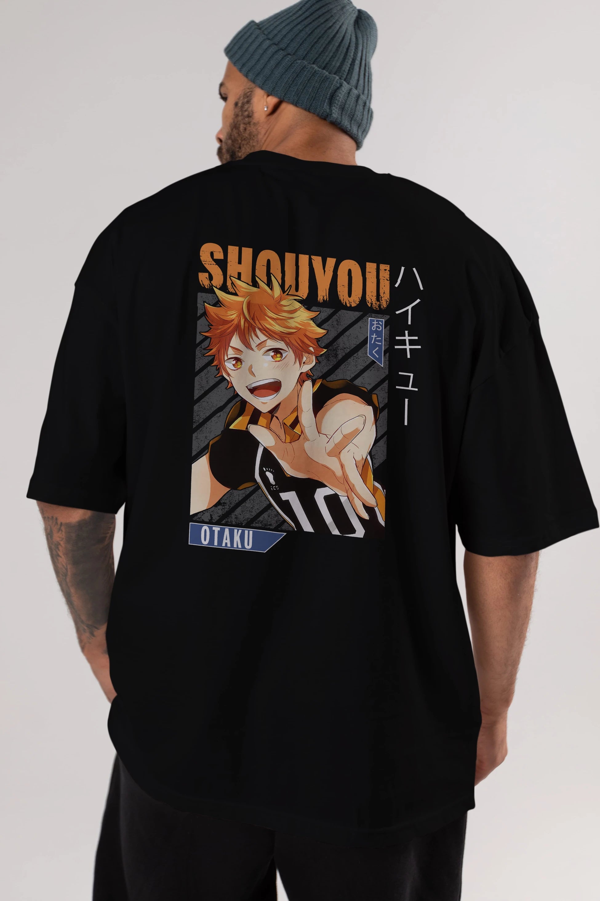 Shouyou Hinata 9 Anime Arka Baskılı Oversize t-shirt Erkek Kadın Unisex