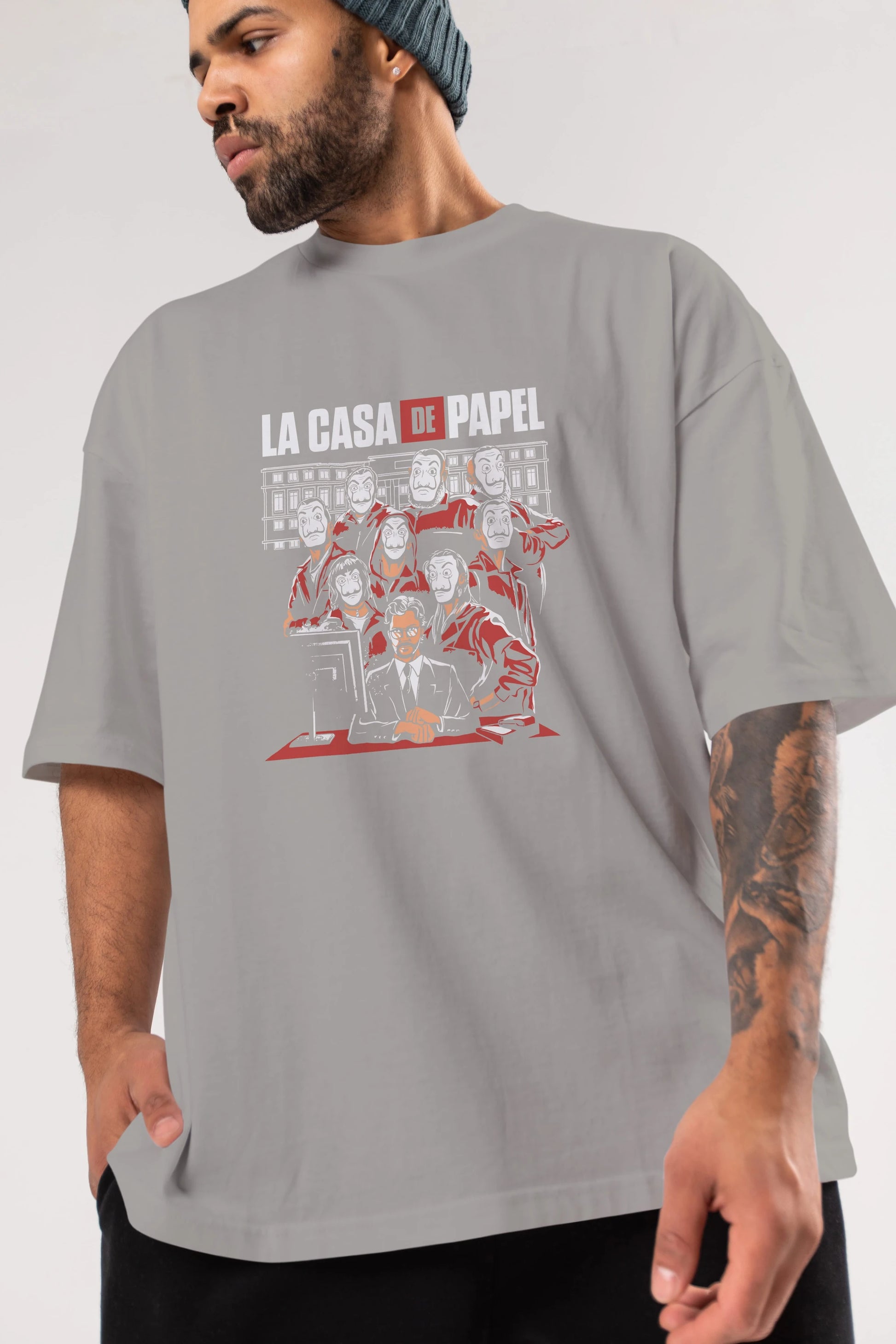 La Casa De Papel (5) Ön Baskılı Oversize t-shirt Erkek Kadın Unisex %100 Pamuk Bisiklet Yaka tişort