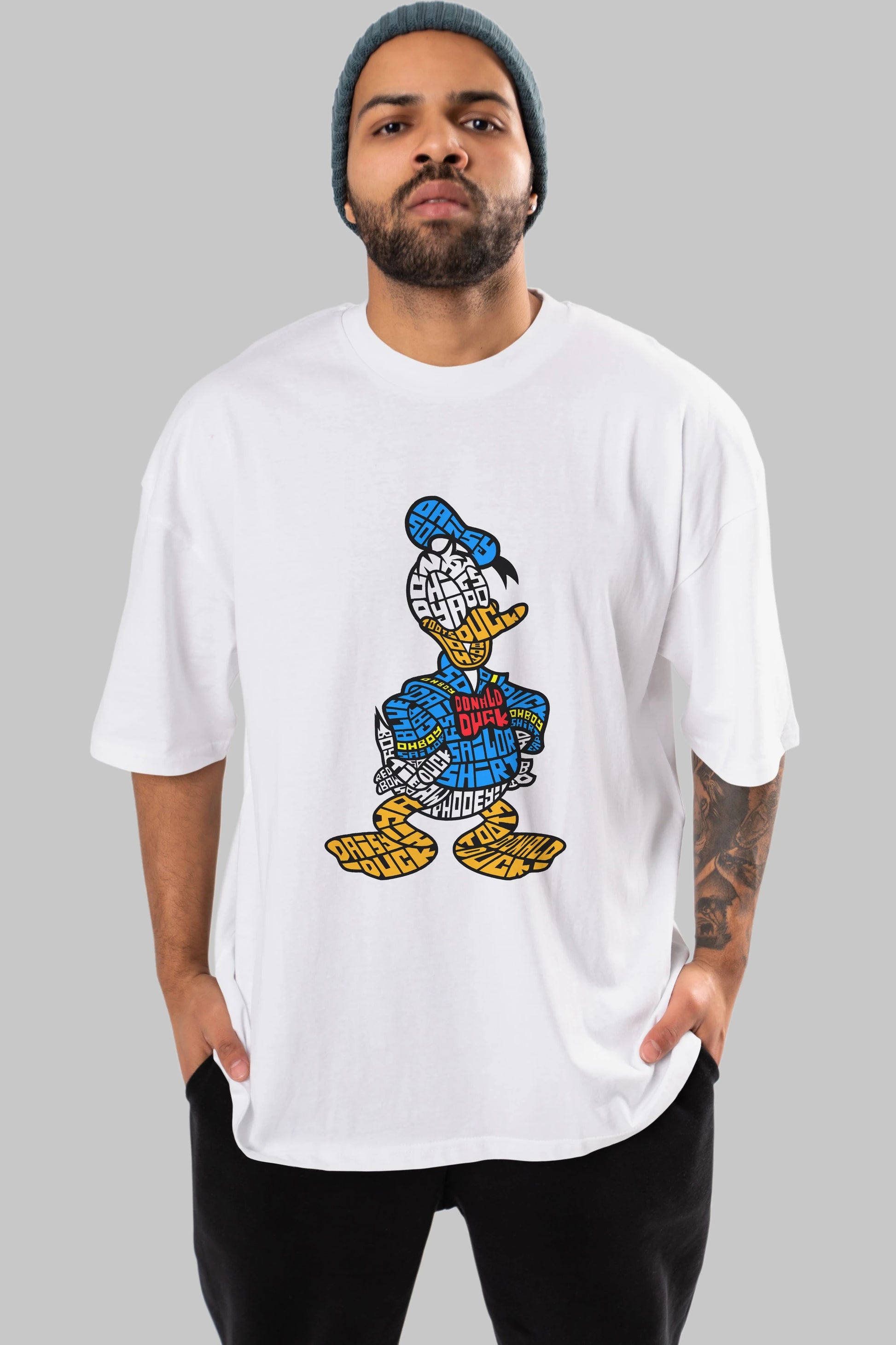 Donald Ön Baskılı Oversize t-shirt %100 pamuk Erkek Kadın Unisex