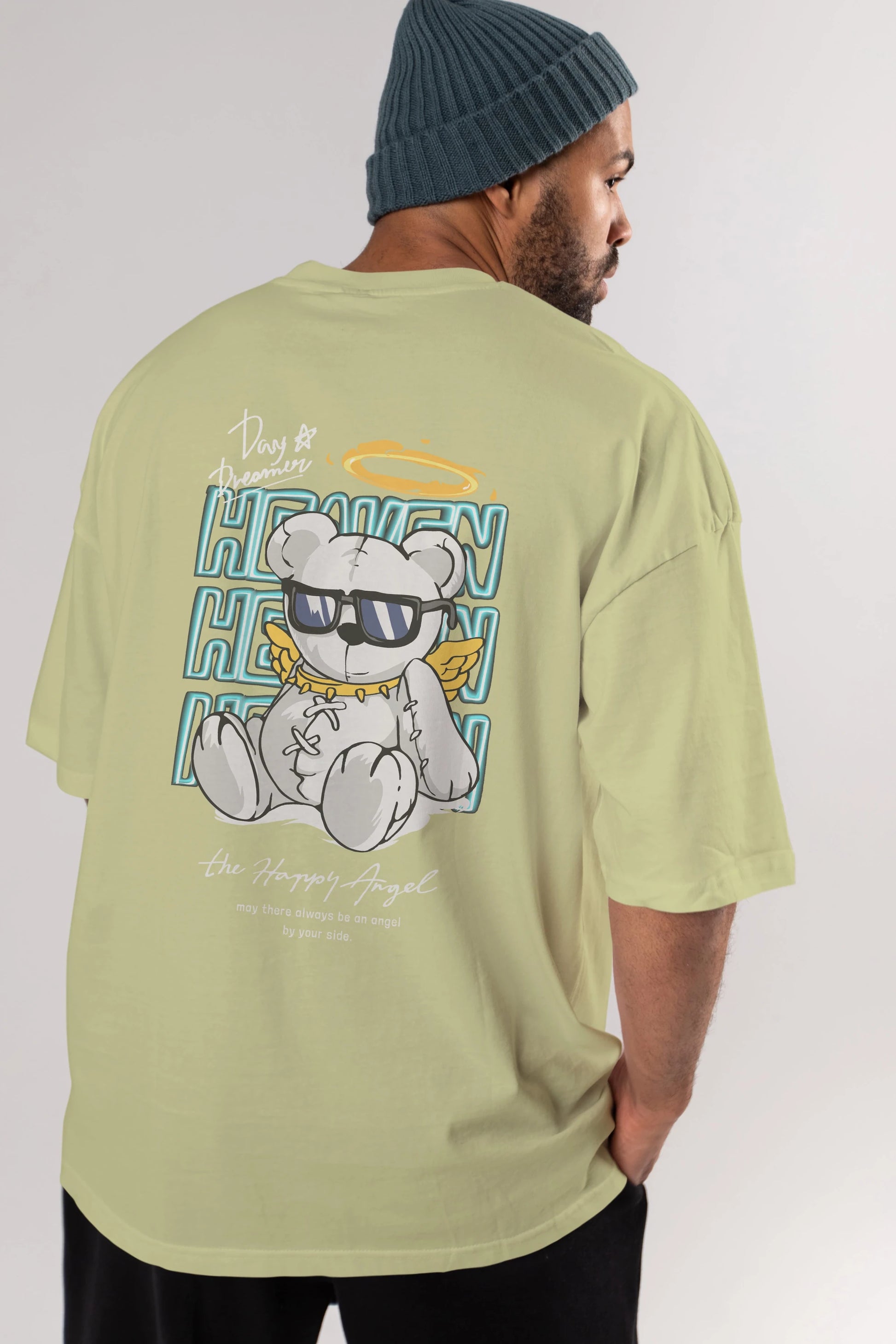 Heaven Bear Arka Baskılı Oversize t-shirt Erkek Kadın Unisex
