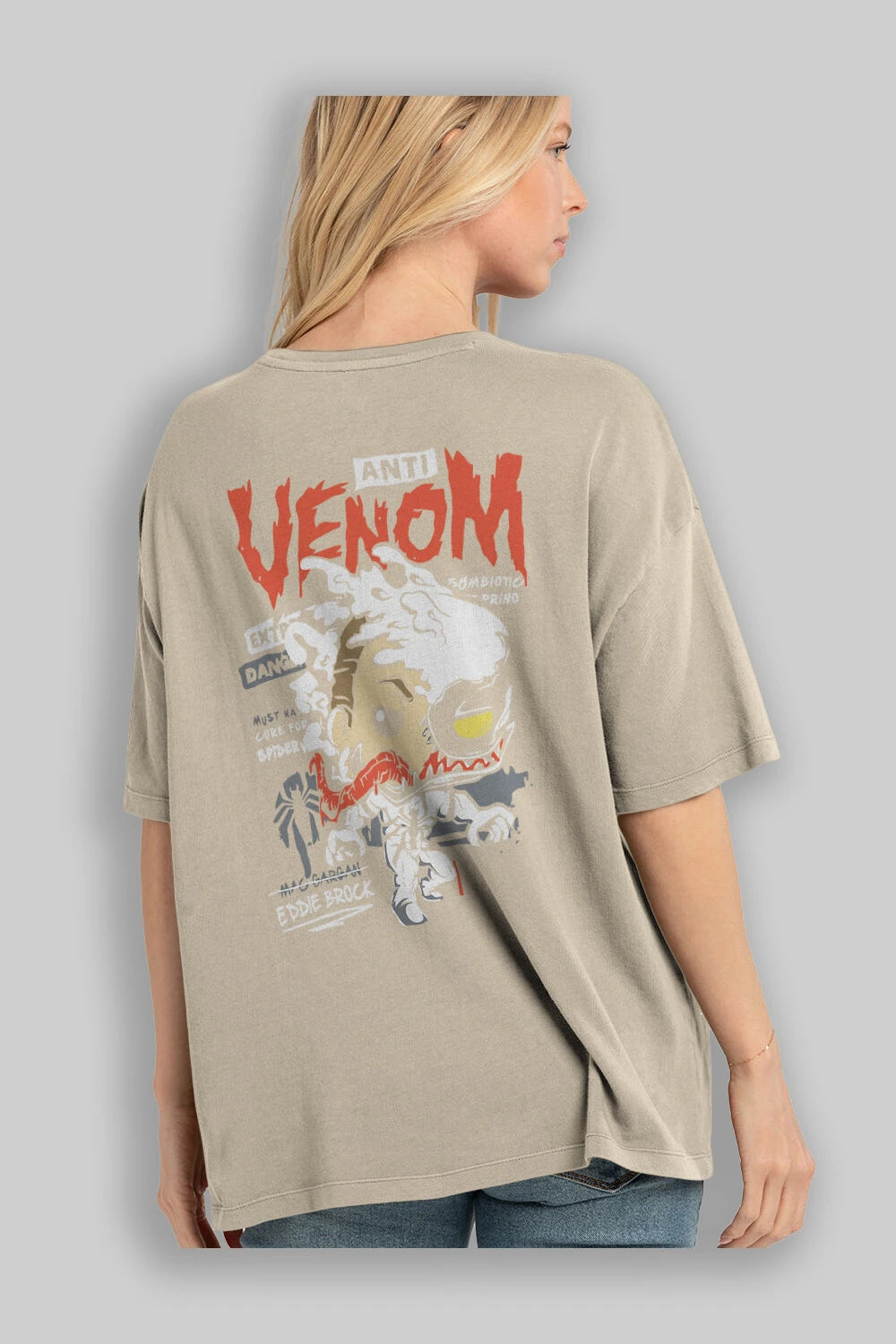 Venom (9) Arka Baskılı Oversize t-shirt Erkek Kadın Unisex %100 Pamuk Bisiklet Yaka tişort