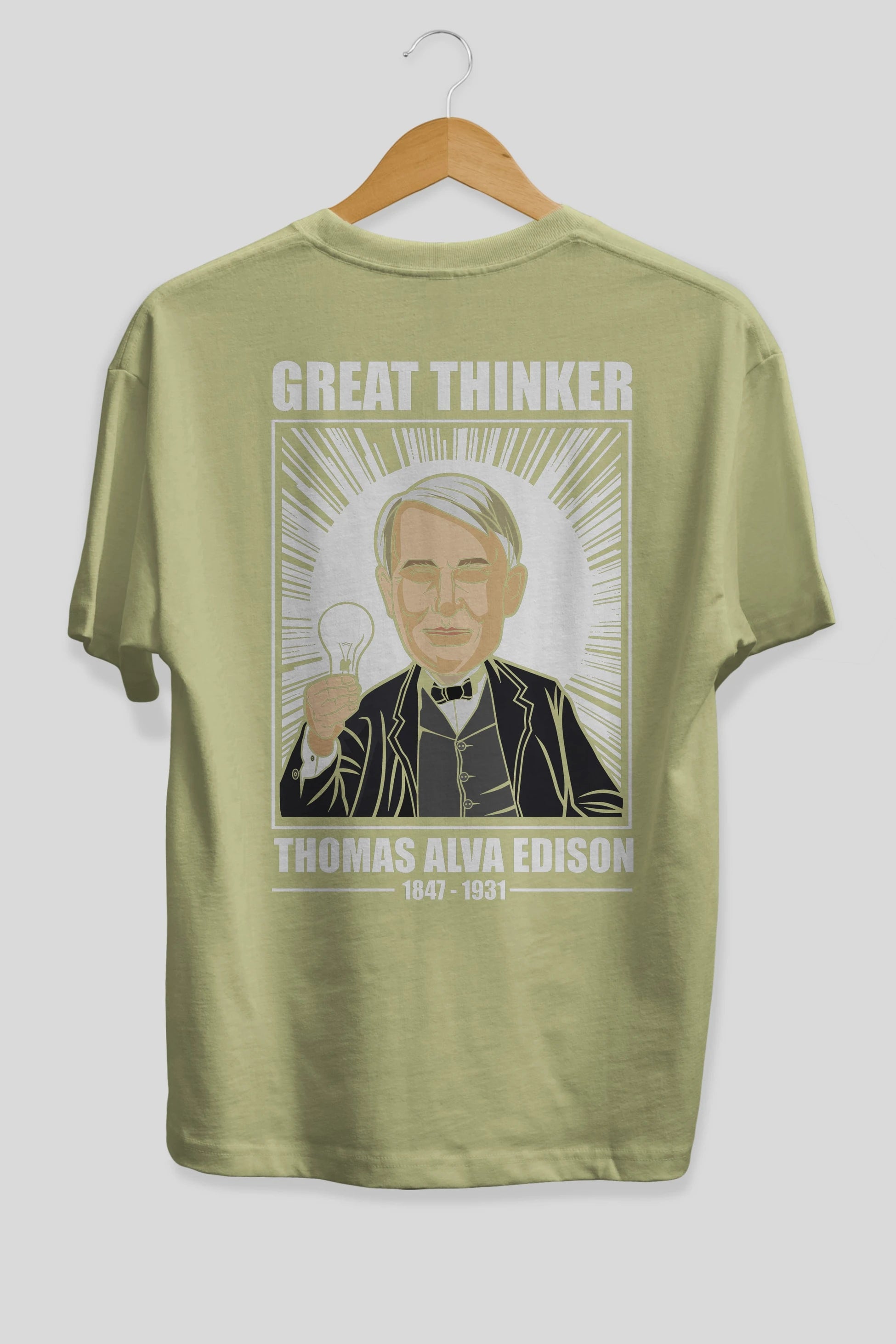 Thomas Alfa Edison Arka Baskılı Oversize t-shirt Erkek Kadın Unisex %100 Pamuk tişort