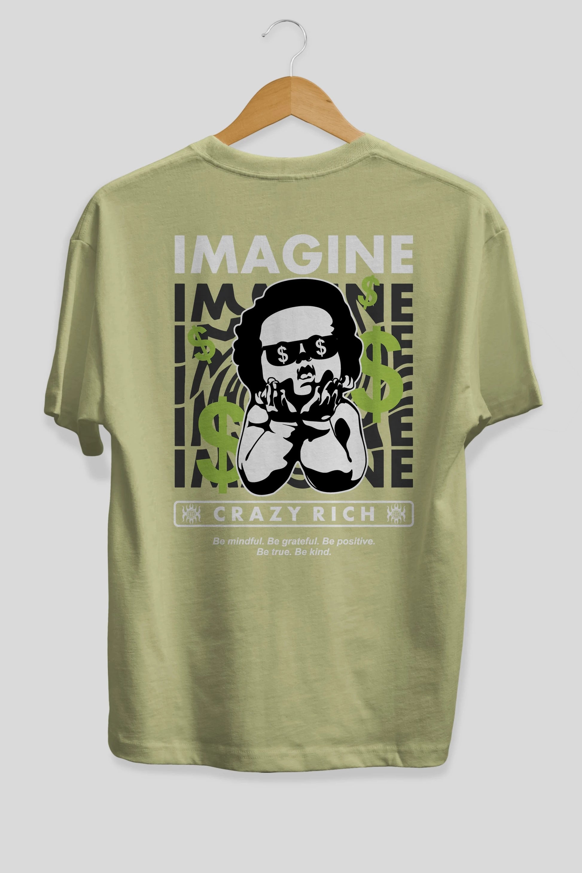 Imagine Crazy Rich Arka Baskılı Oversize t-shirt Erkek Kadın Unisex