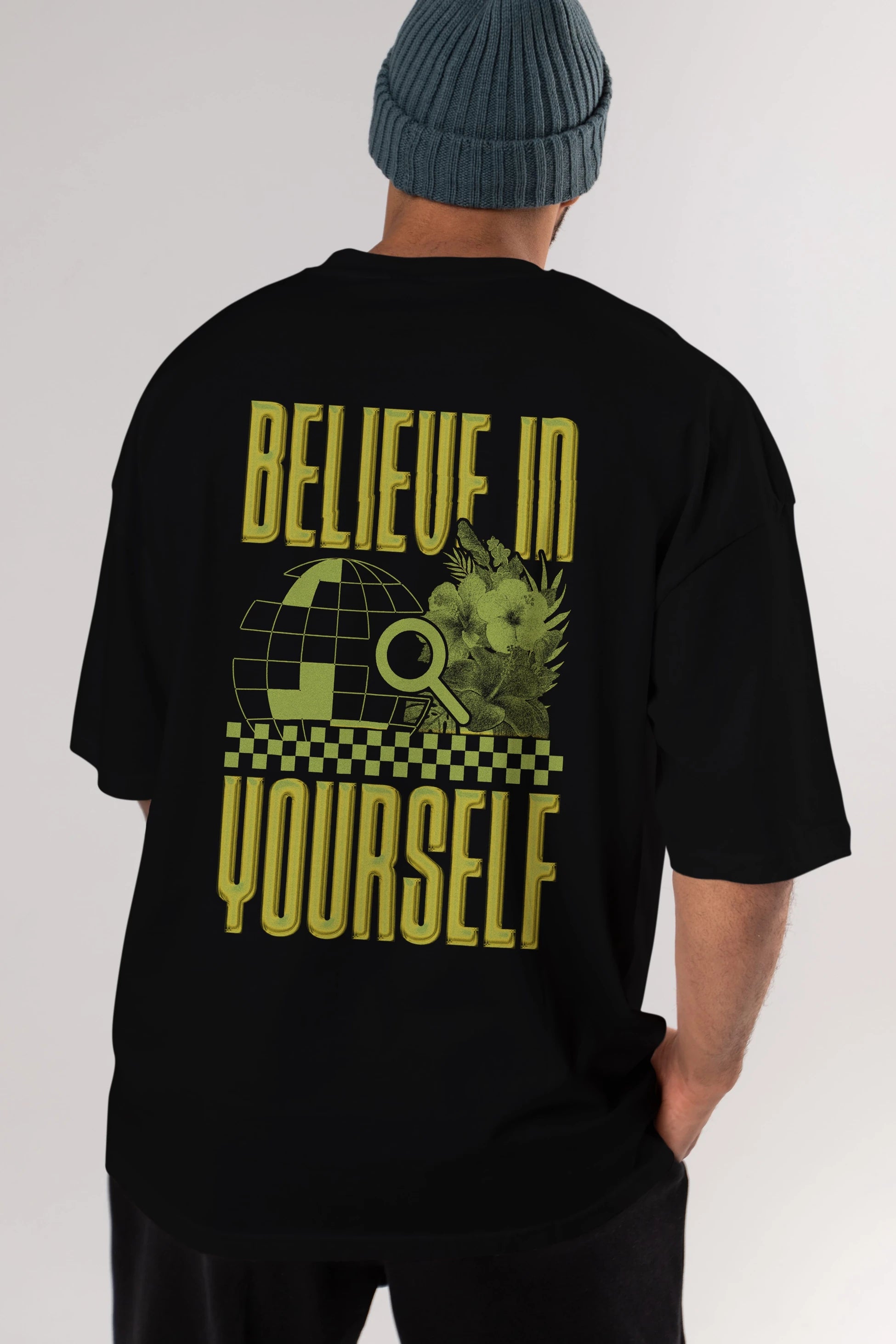 Believe in Yourself Yellow Arka Baskılı Oversize t-shirt Erkek Kadın Unisex
