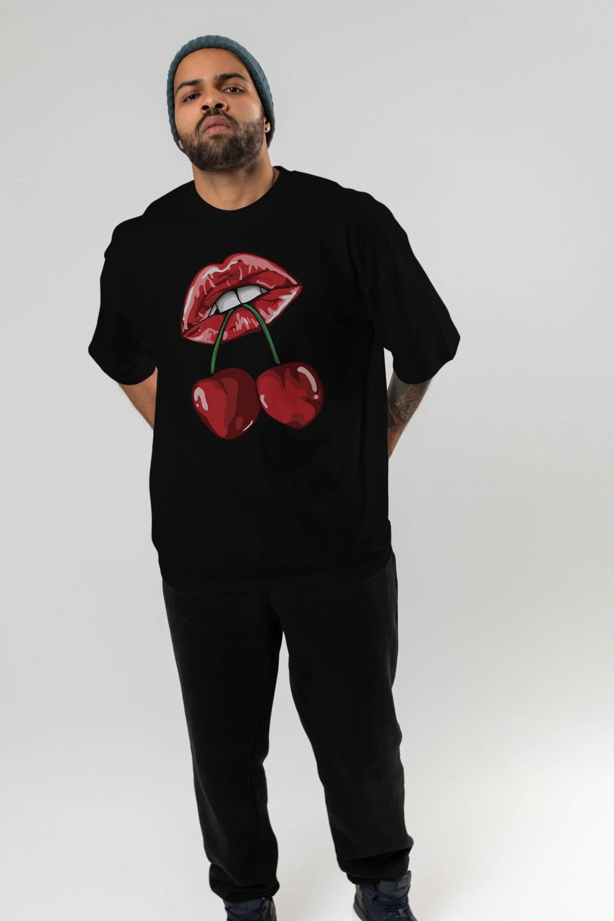 Cherry Cherries 11 Ön Baskılı Oversize t-shirt Erkek Kadın Pamuk Bisiklet Yaka tişort