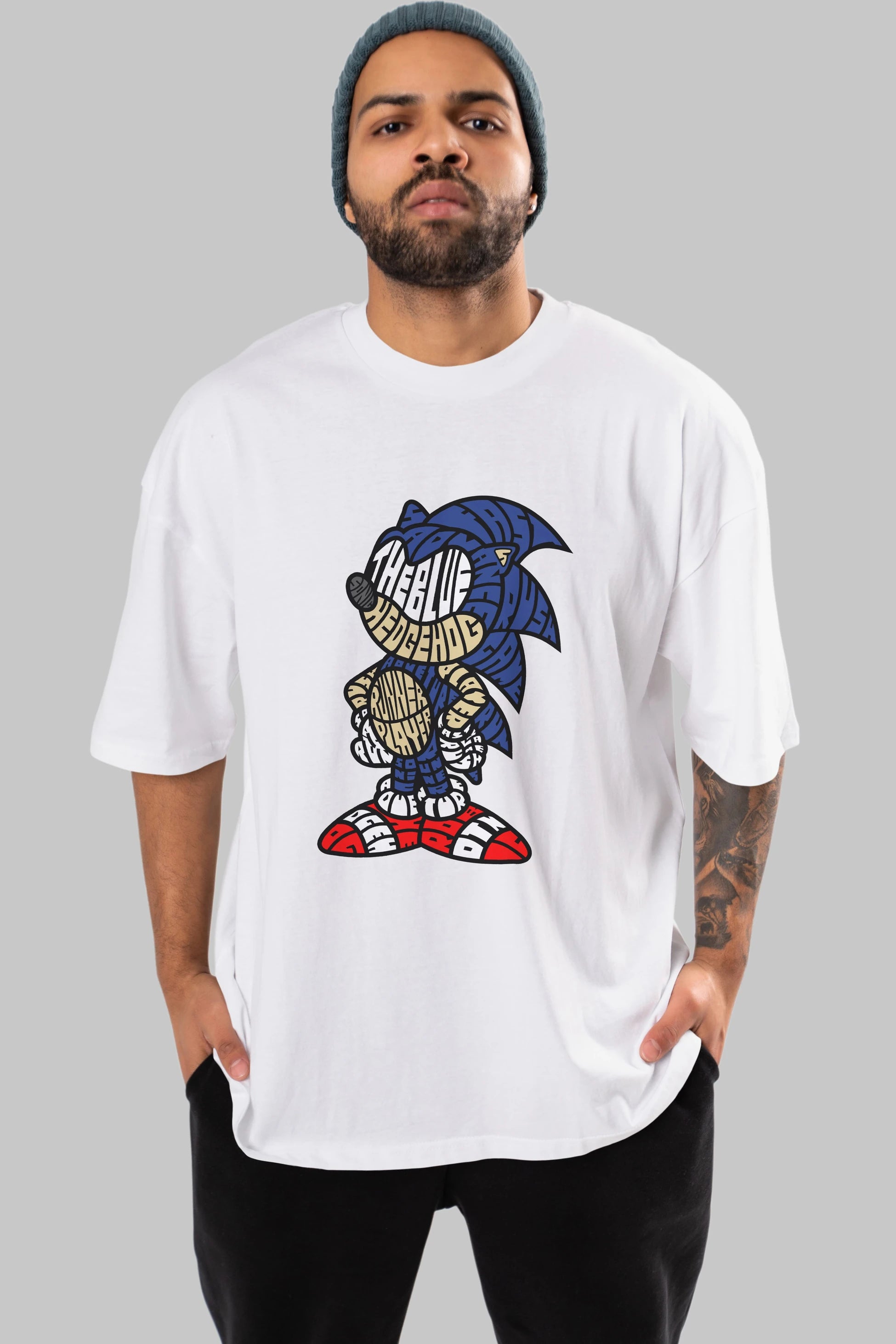 The Blue Hedgehog Ön Baskılı Oversize t-shirt %100 pamuk Erkek Kadın Unisex