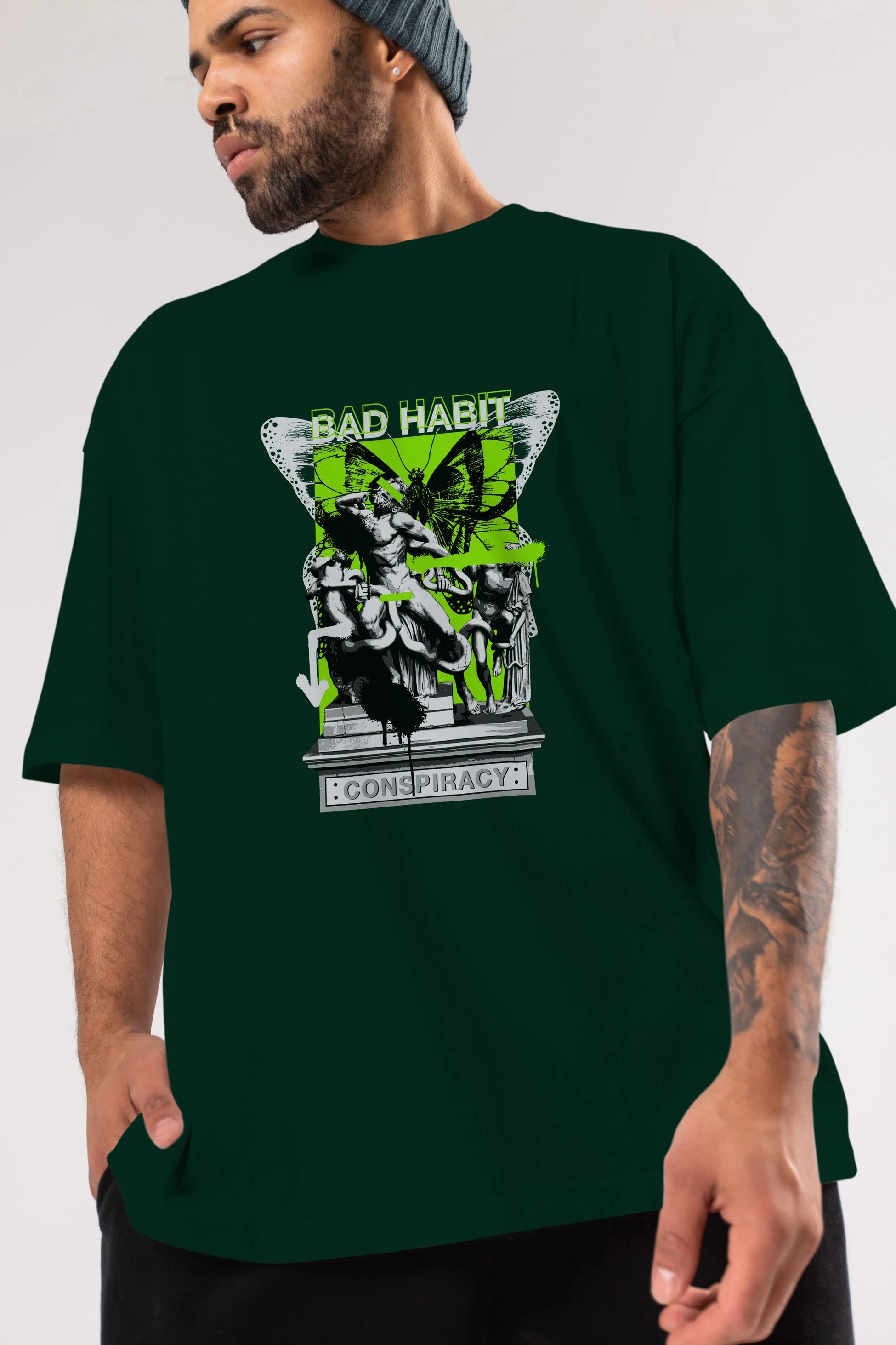 Bad Habit Ön Baskılı Oversize t-shirt Erkek Kadın Unisex