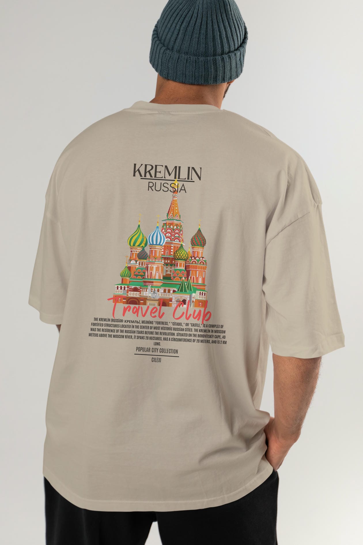 Kremlin Russia Arka Baskılı Oversize t-shirt Erkek Kadın Pamuk Bisiklet Yaka tişort