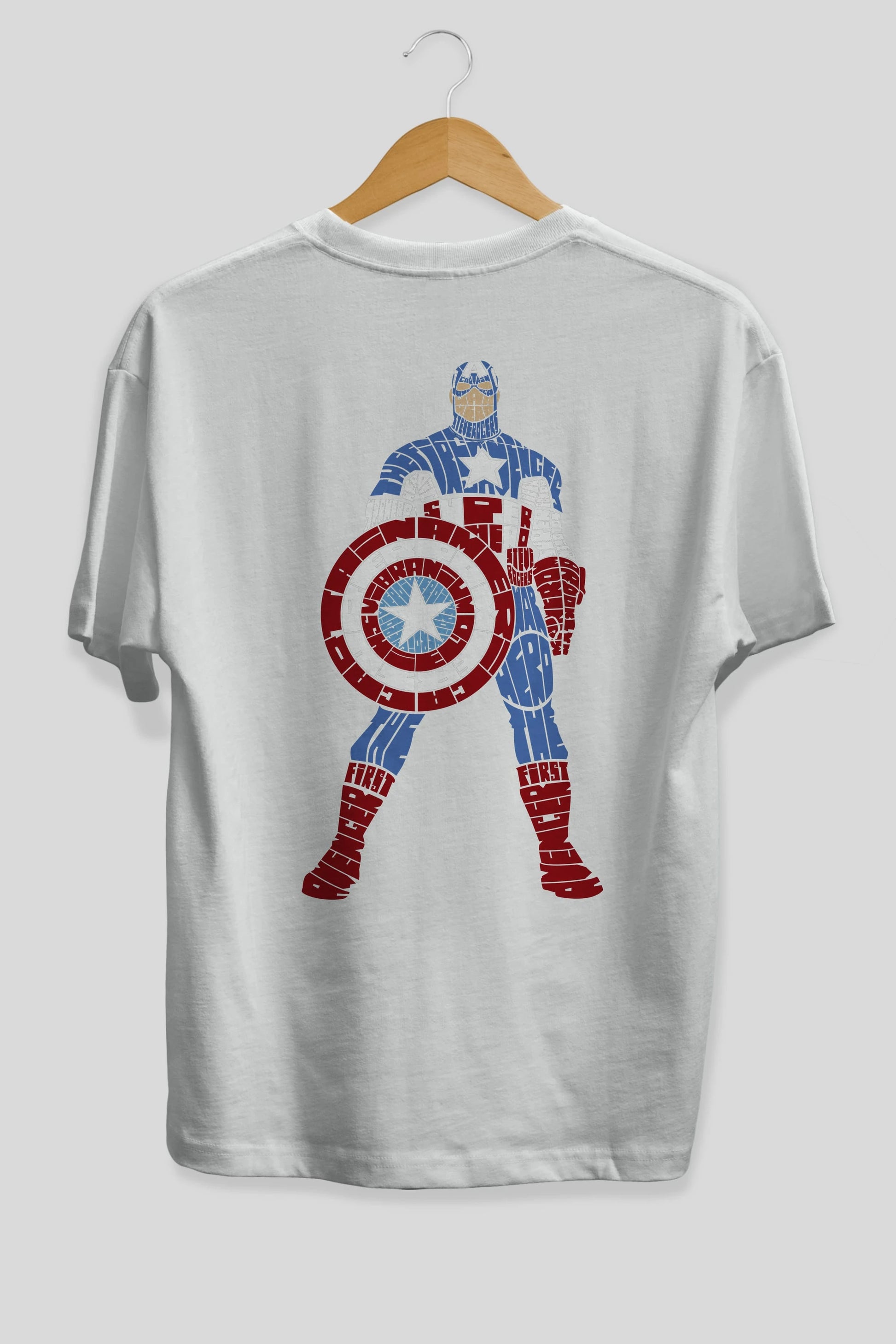 Captain America Arka Baskılı Oversize t-shirt %100 pamuk Erkek Kadın Unisex