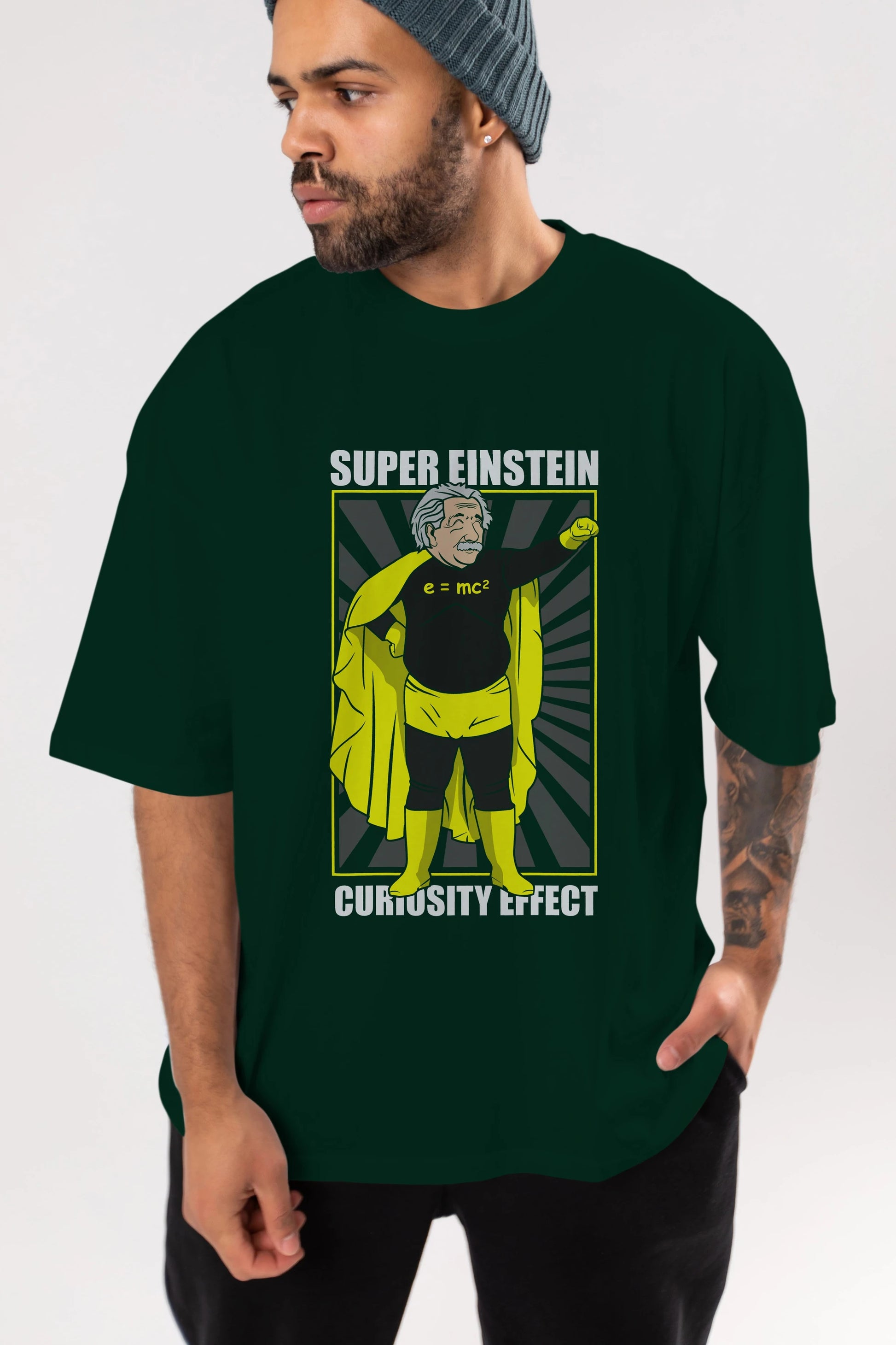 Super Einsten Ön Baskılı Oversize t-shirt Erkek Kadın Unisex %100 Pamuk tişort