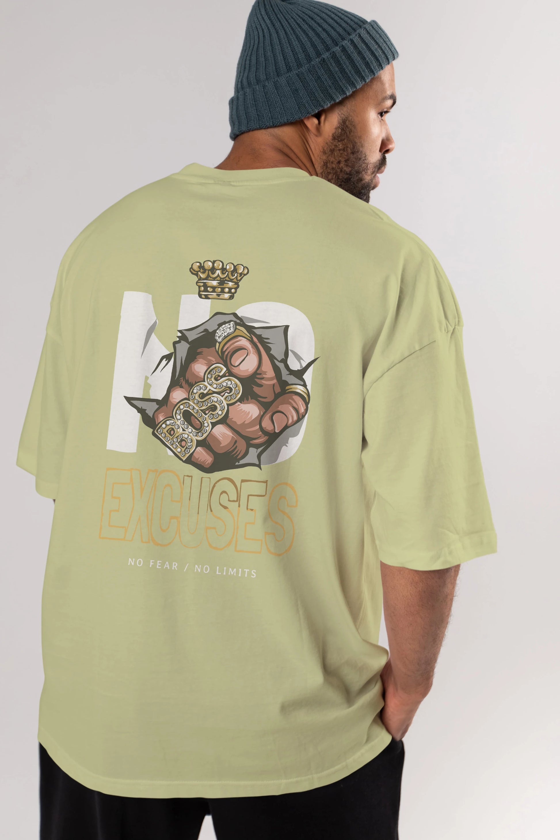 No Excuses Arka Baskılı Oversize t-shirt Erkek Kadın Unisex