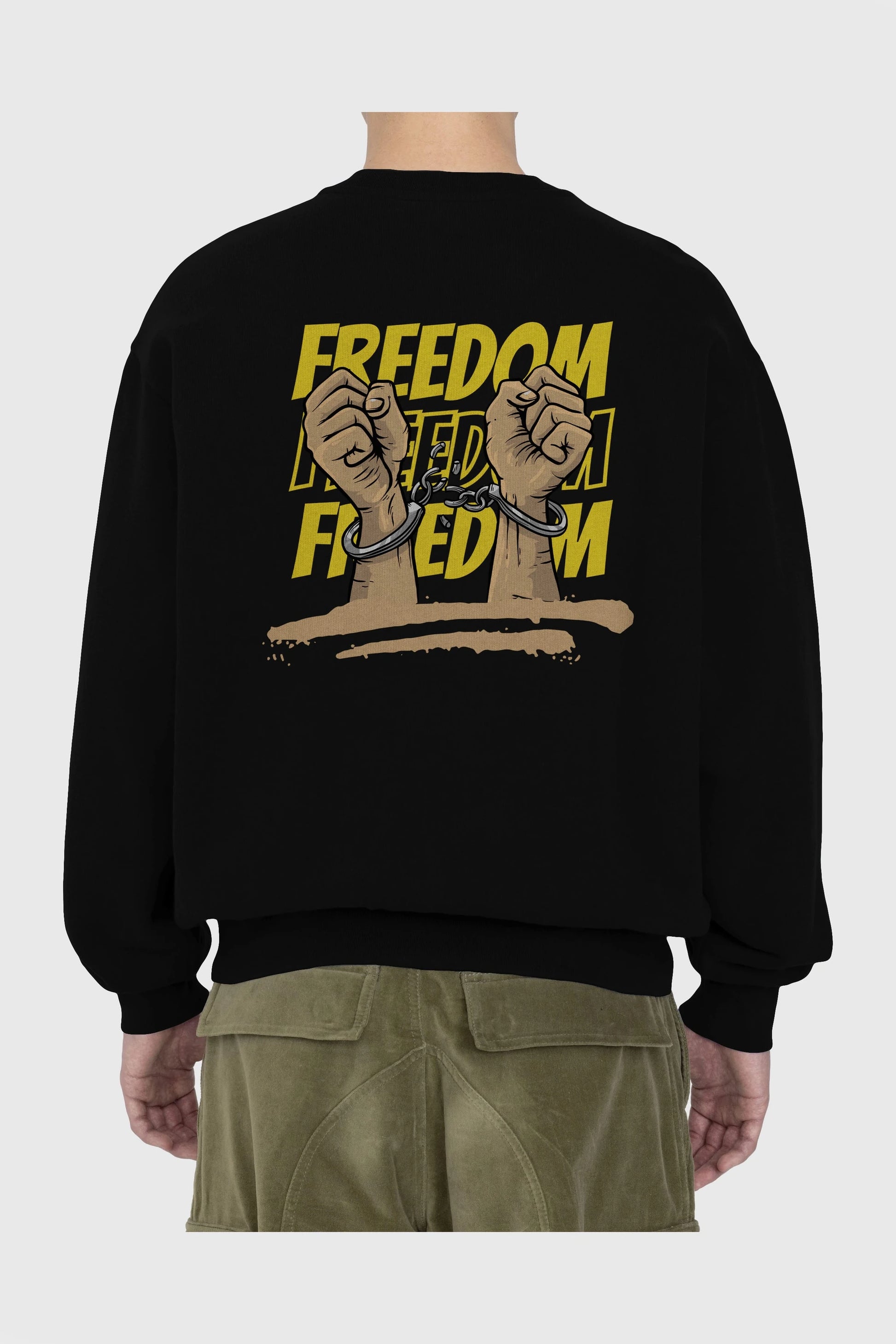 Freedom Yazılı Arka Baskılı Oversize Sweatshirt Erkek Kadın Unisex