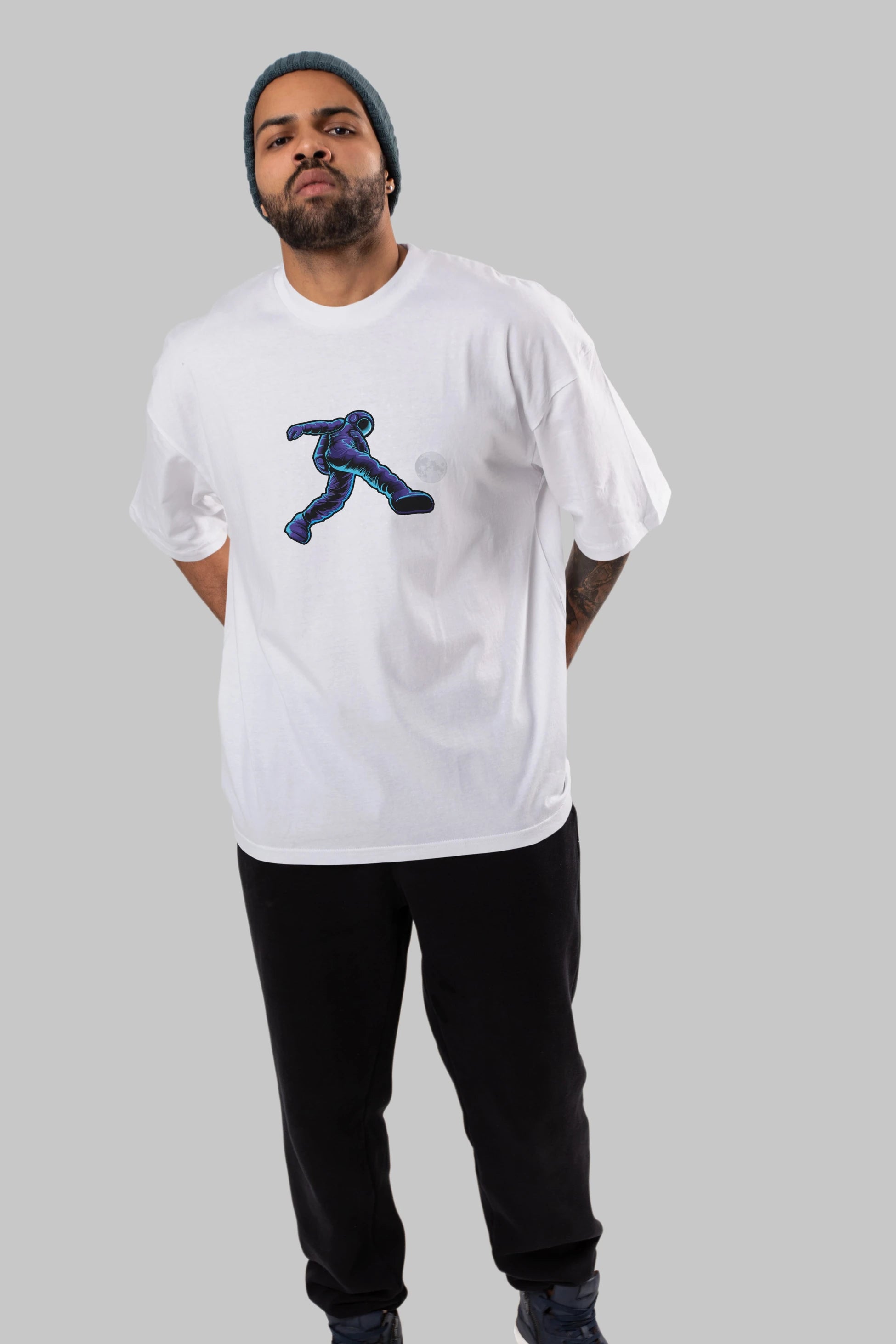 Astroball in Space Ön Baskılı Oversize t-shirt Erkek Kadın Unisex