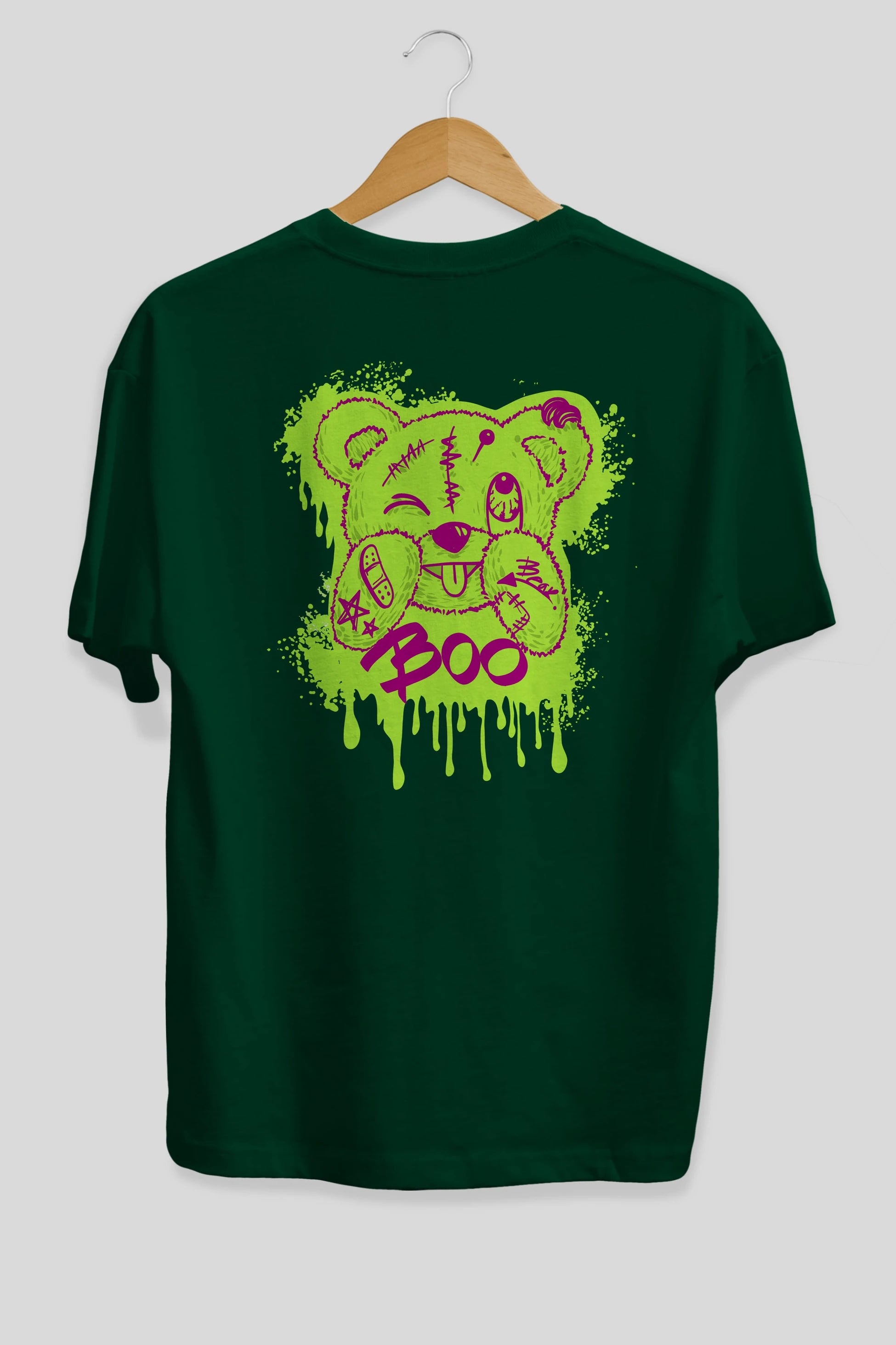 Boo  Bear Arka Baskılı Oversize t-shirt Erkek Kadın Unisex