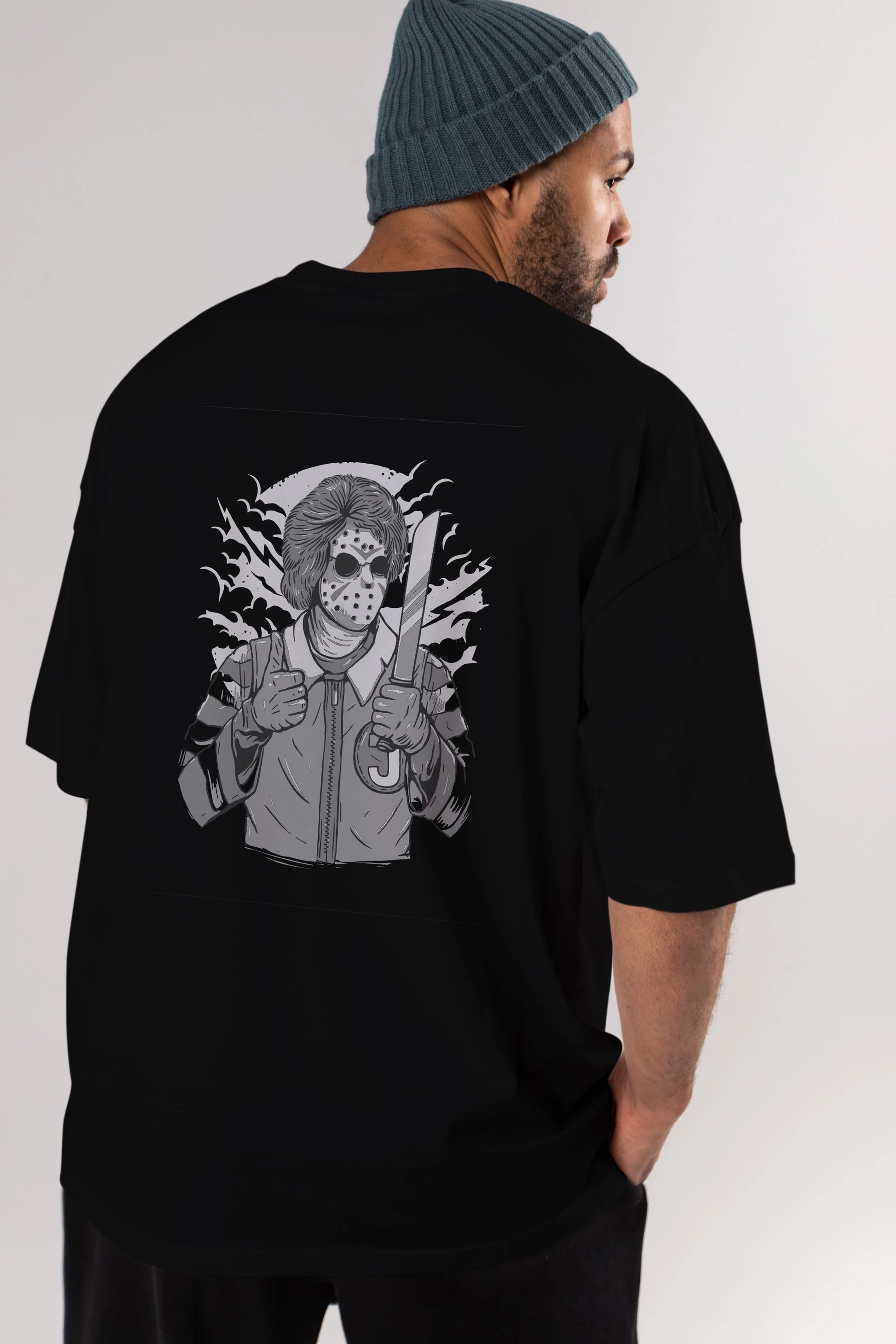 Clown Killer Arka Baskılı Oversize t-shirt Erkek Kadın Unisex %100 Pamuk