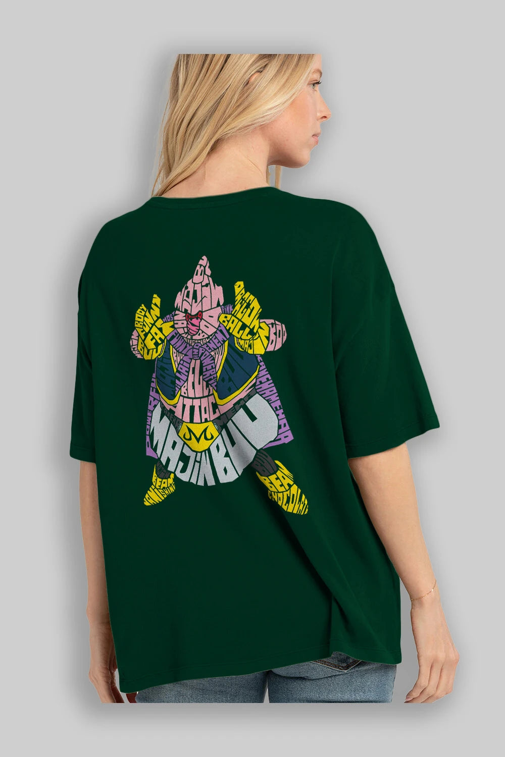 Majin Buu Arka Baskılı Oversize t-shirt %100 pamuk Erkek Kadın Unisex