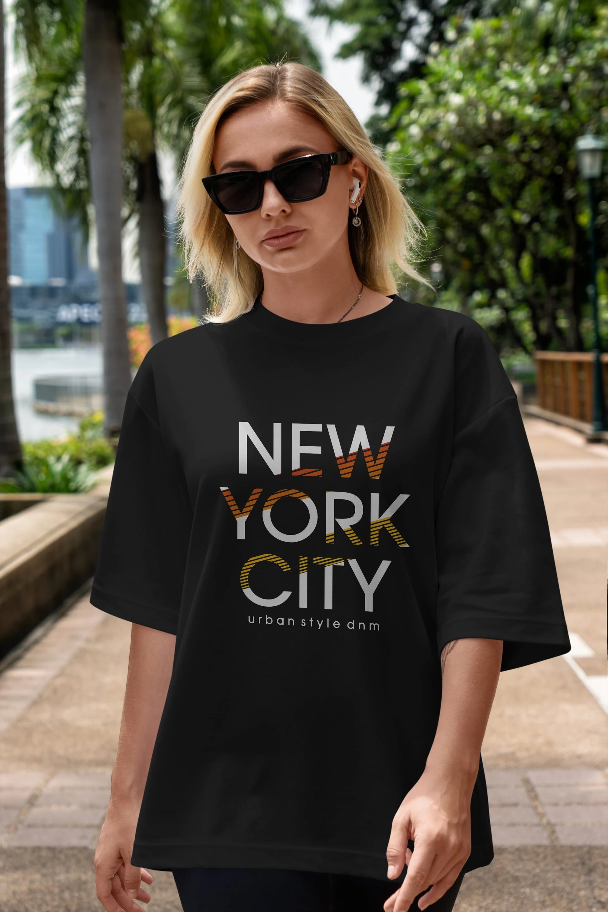 New York City Style Ön Baskılı Oversize t-shirt Erkek Kadın Unisex