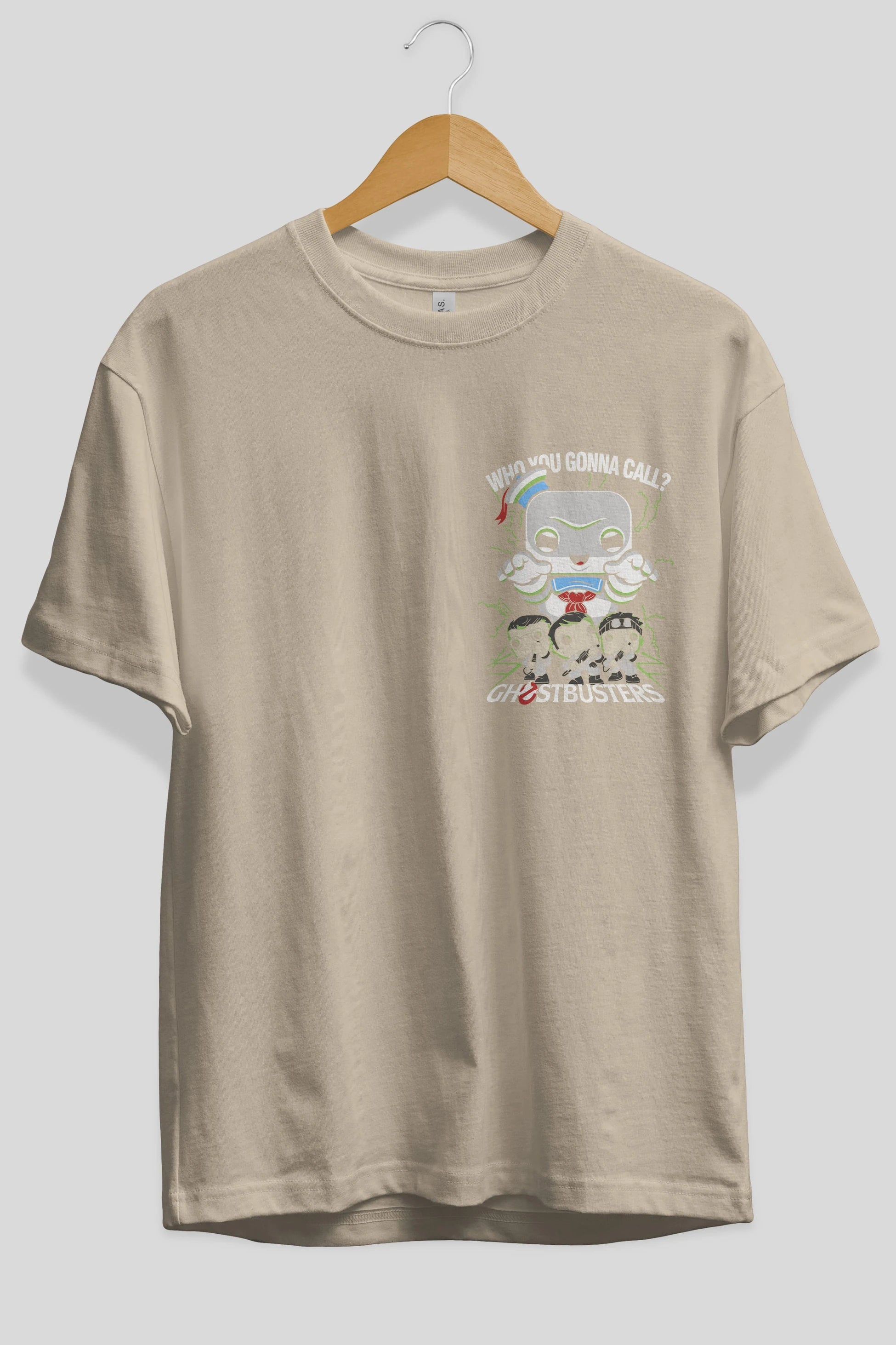 Ghostbusters Ön Sol Baskılı Oversize t-shirt Erkek Kadın Unisex %100 Pamuk Bisiklet Yaka tişort