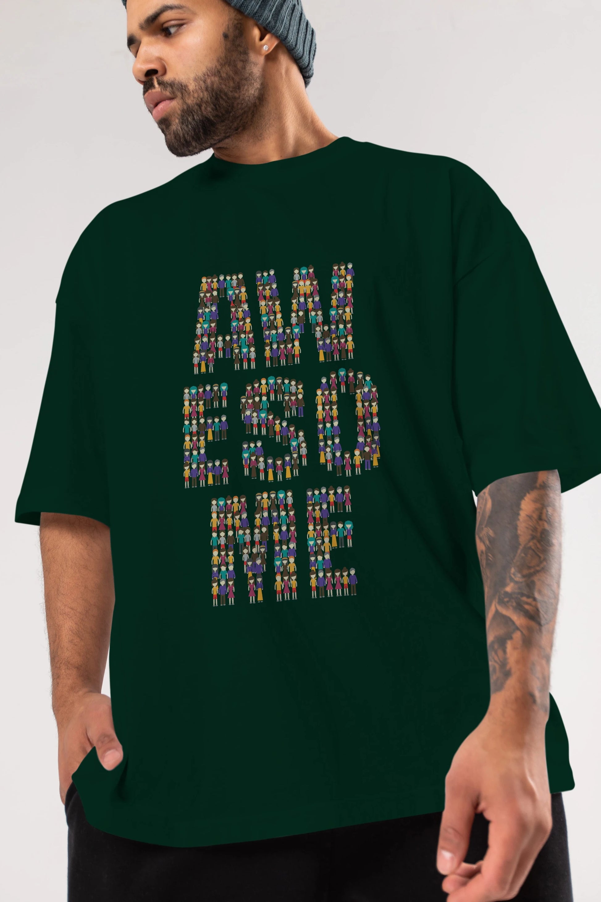 Awesome Ön Baskılı Oversize t-shirt %100 pamuk Erkek Kadın Unisex