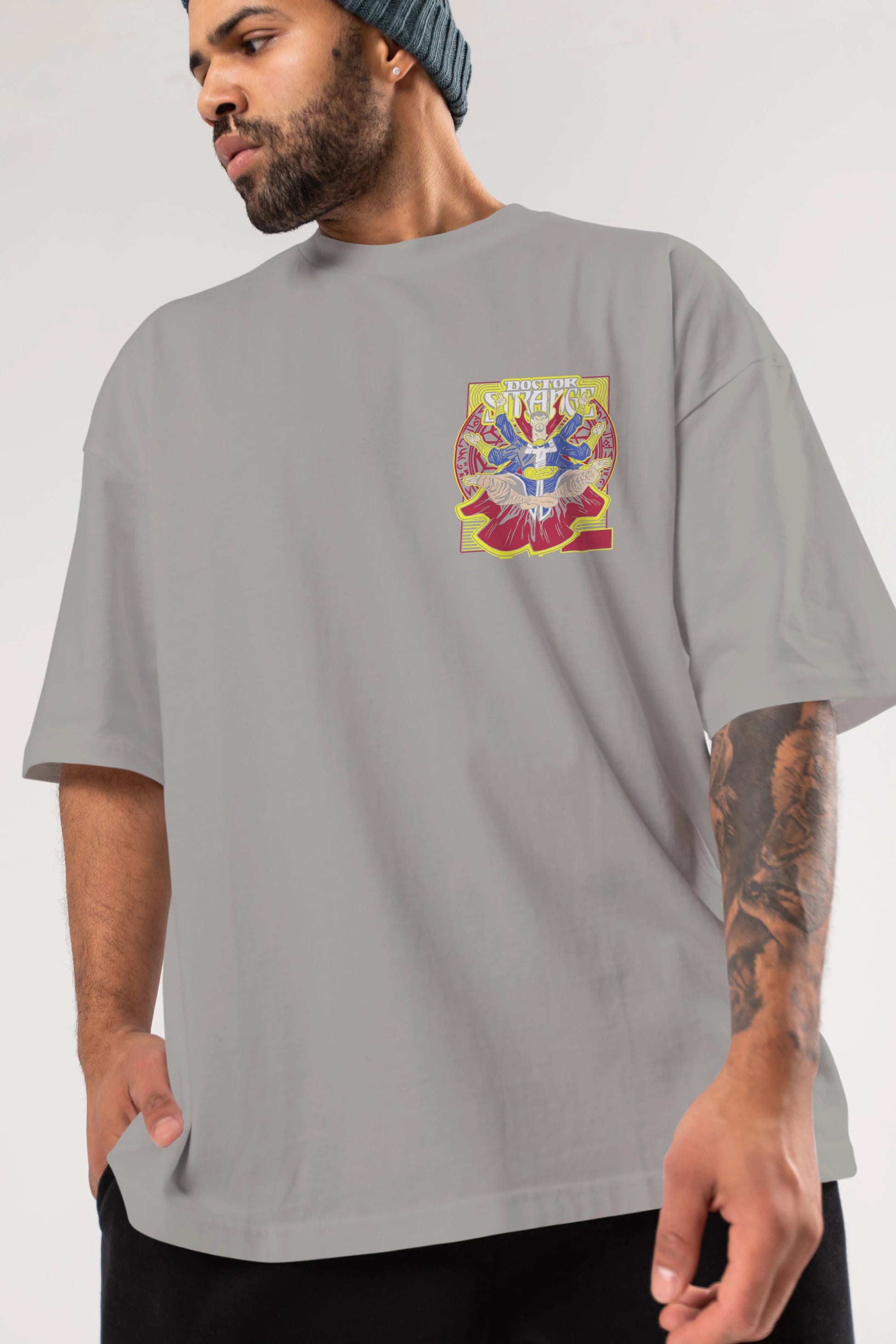 Doctor Strange (1) Ön Sol Baskılı Oversize t-shirt Erkek Kadın Unisex %100 Pamuk Bisiklet Yaka tişort