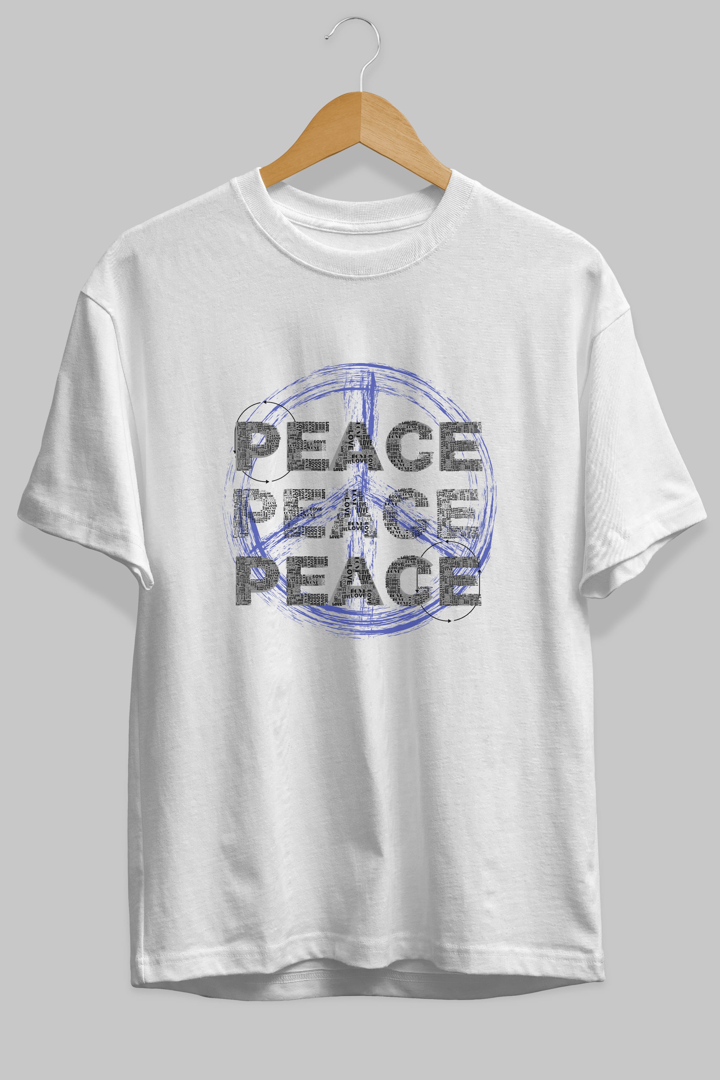 Peace Yazılı Ön Baskılı Oversize t-shirt Erkek Kadın Unisex
