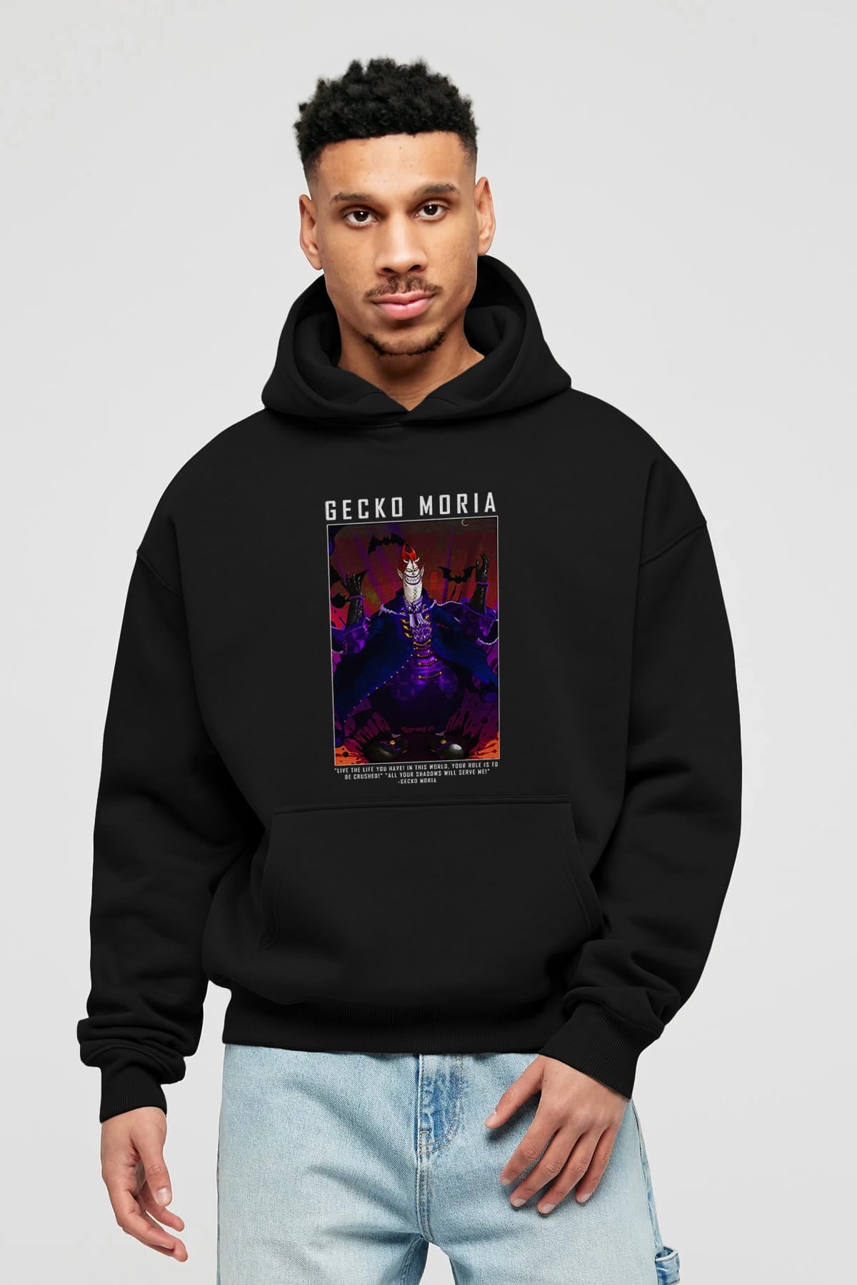 Gecko Moria Anime Ön Baskılı Hoodie Oversize Kapüşonlu Sweatshirt Erkek Kadın Unisex